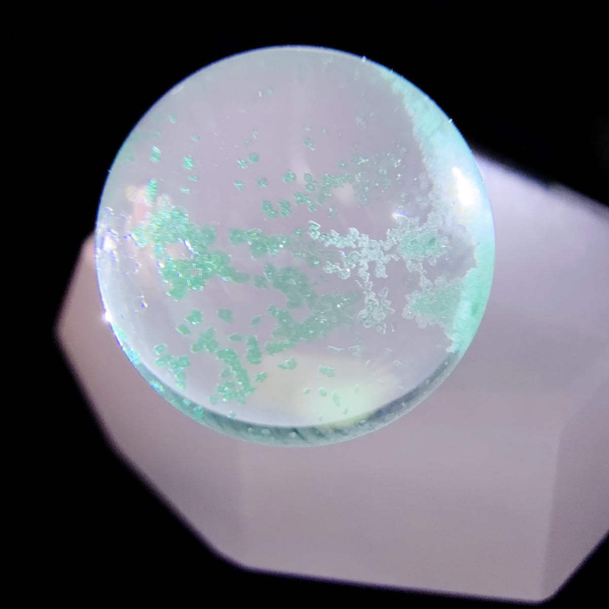 Quartz Bead with Bicolour Chrysocolla Inclusions 11.9 mm