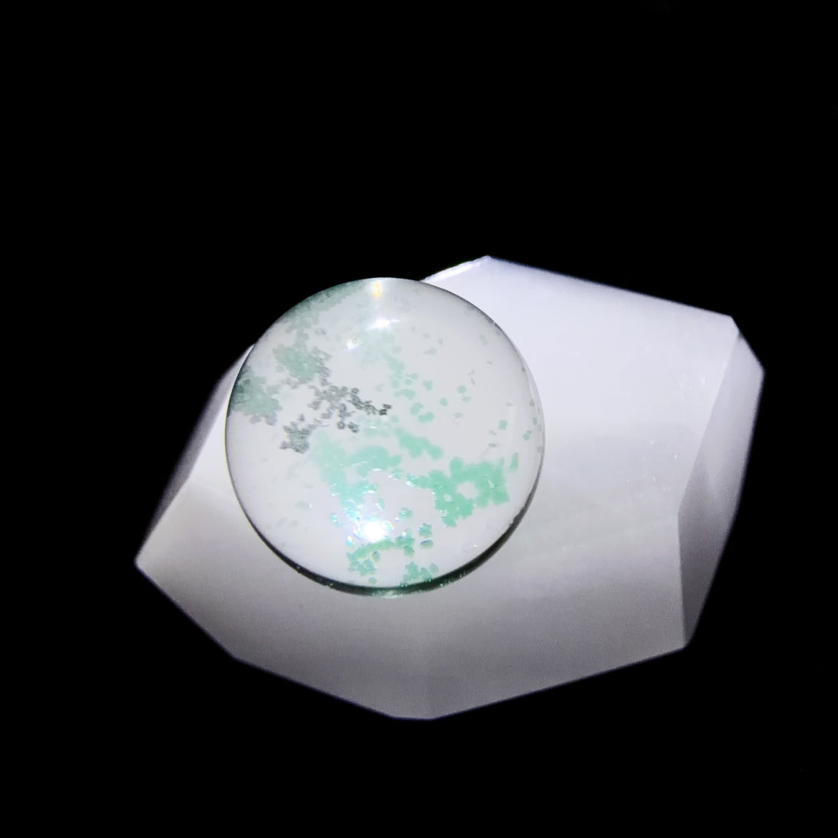 Quartz Bead with Bicolour Chrysocolla Inclusions 11.9 mm