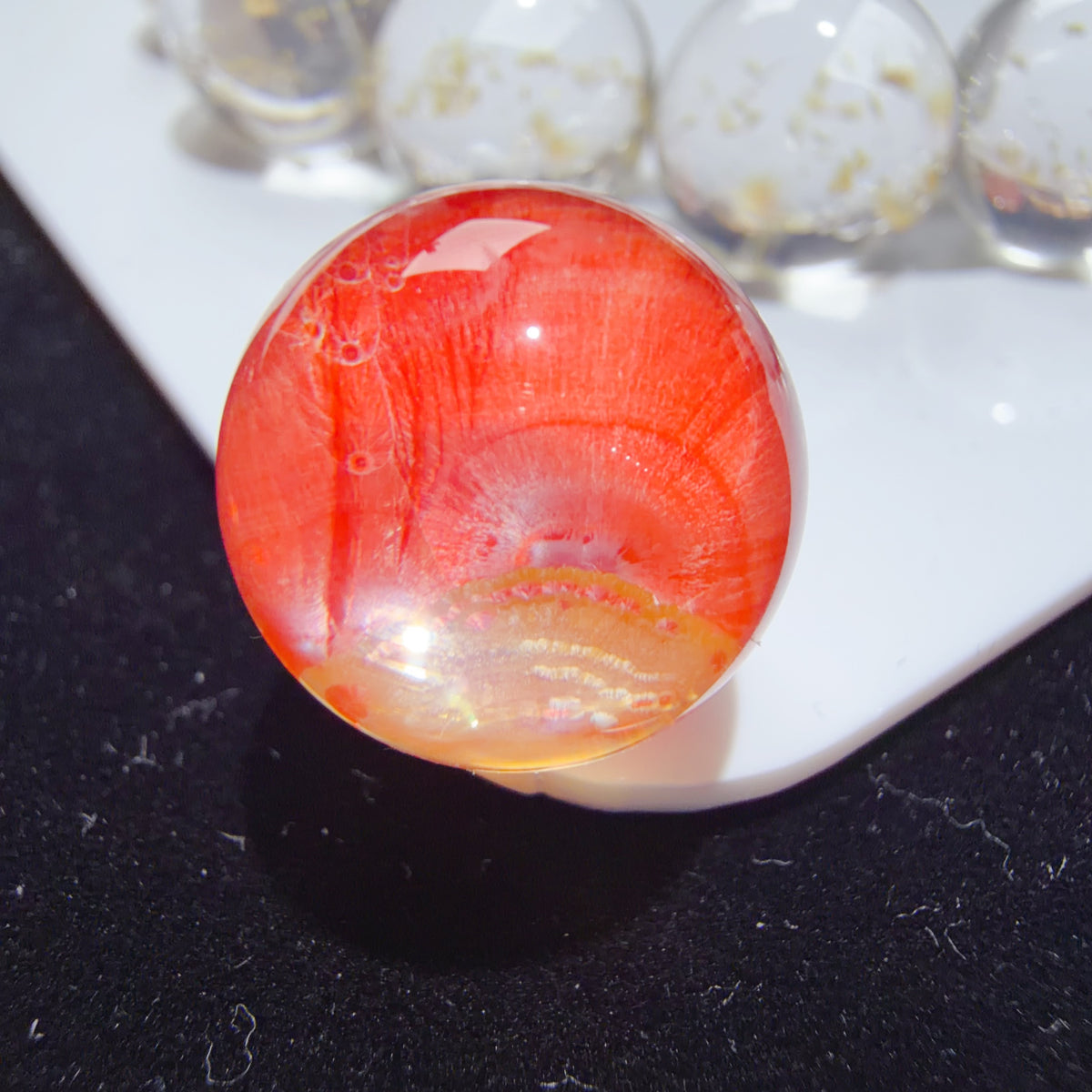 Quartz Bead with Red Iron Oxide Film Inclusions 20.3 mm