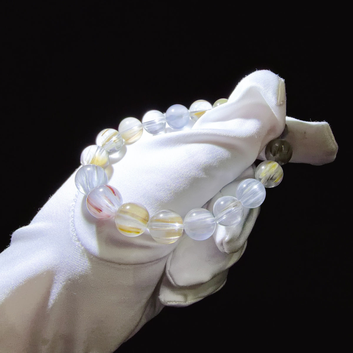 Multicolour Fibrous Inclusion Quartz Collector Bracelet 8–12 mm