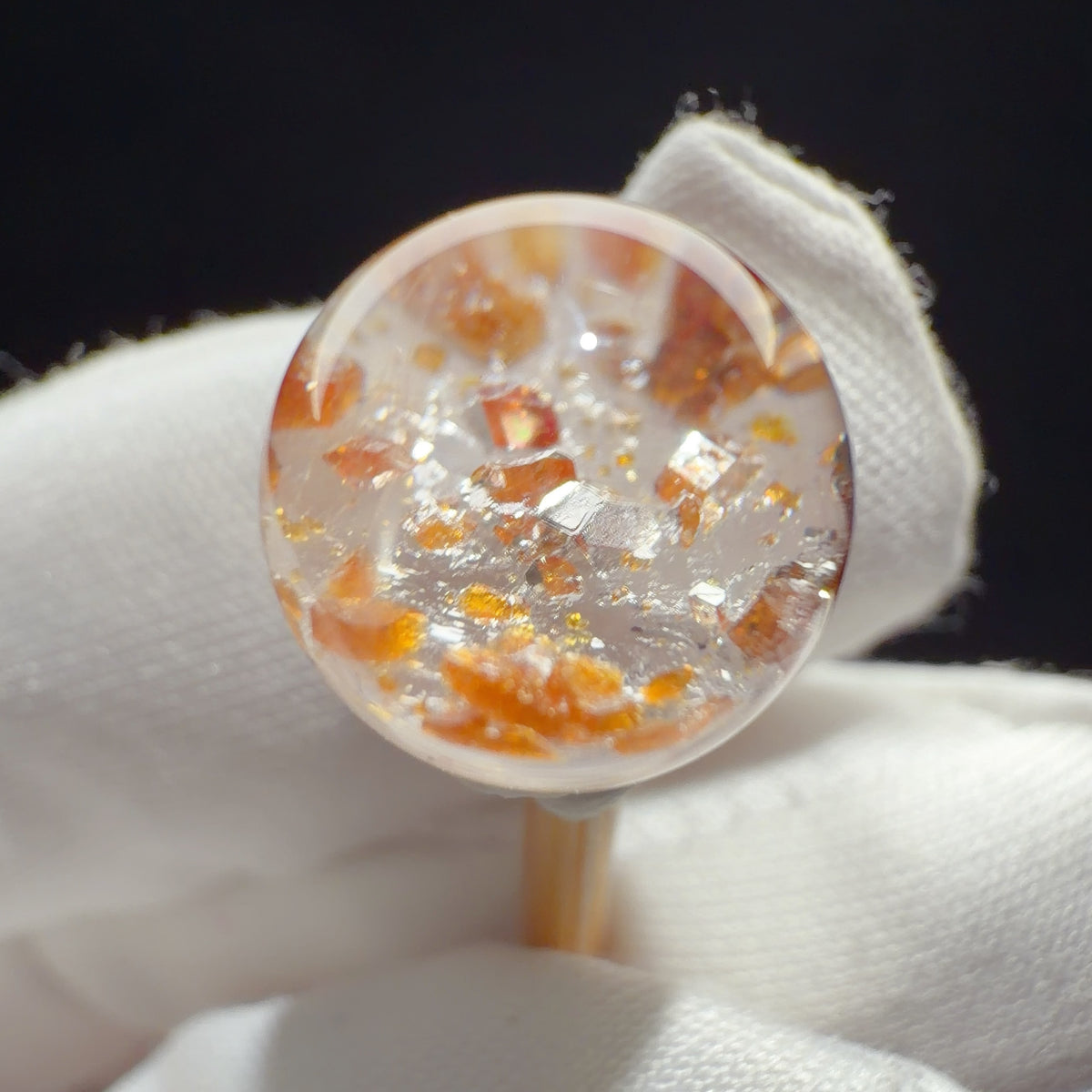 Quartz Bead with Spessartine Garnet Inclusions 10.6 mm