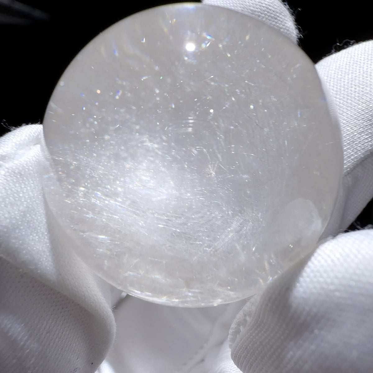 Quartz Sphere with Fibrous Inclusions and Crystal-within-crystal Formation 30.2 mm