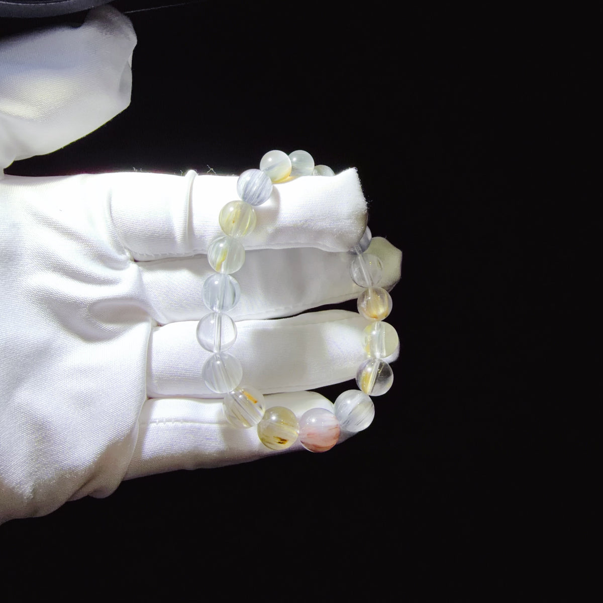 Multicolour Fibrous Inclusion Quartz Collector Bracelet 8–12 mm