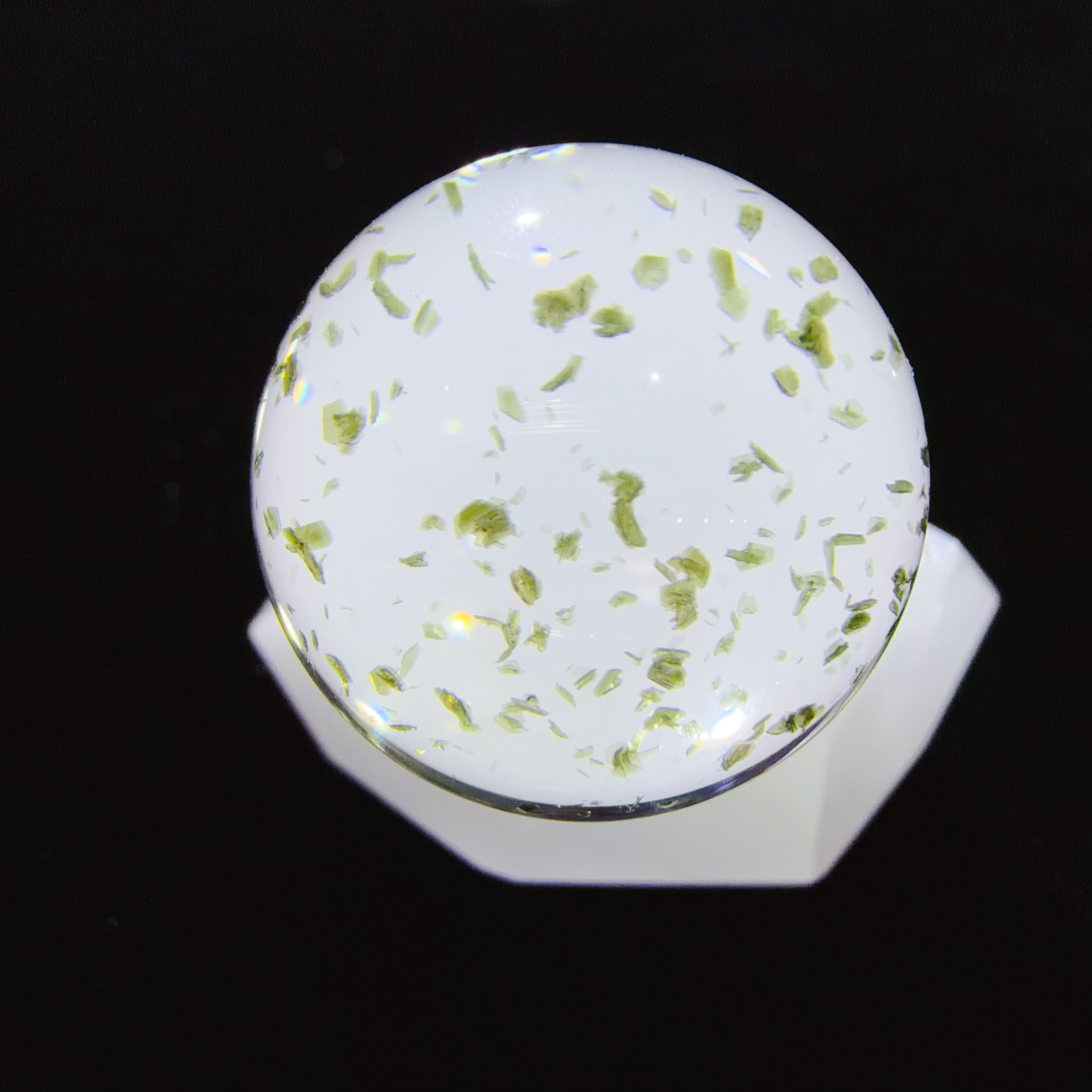 Quartz Bead with Pale Green Mica Inclusions
