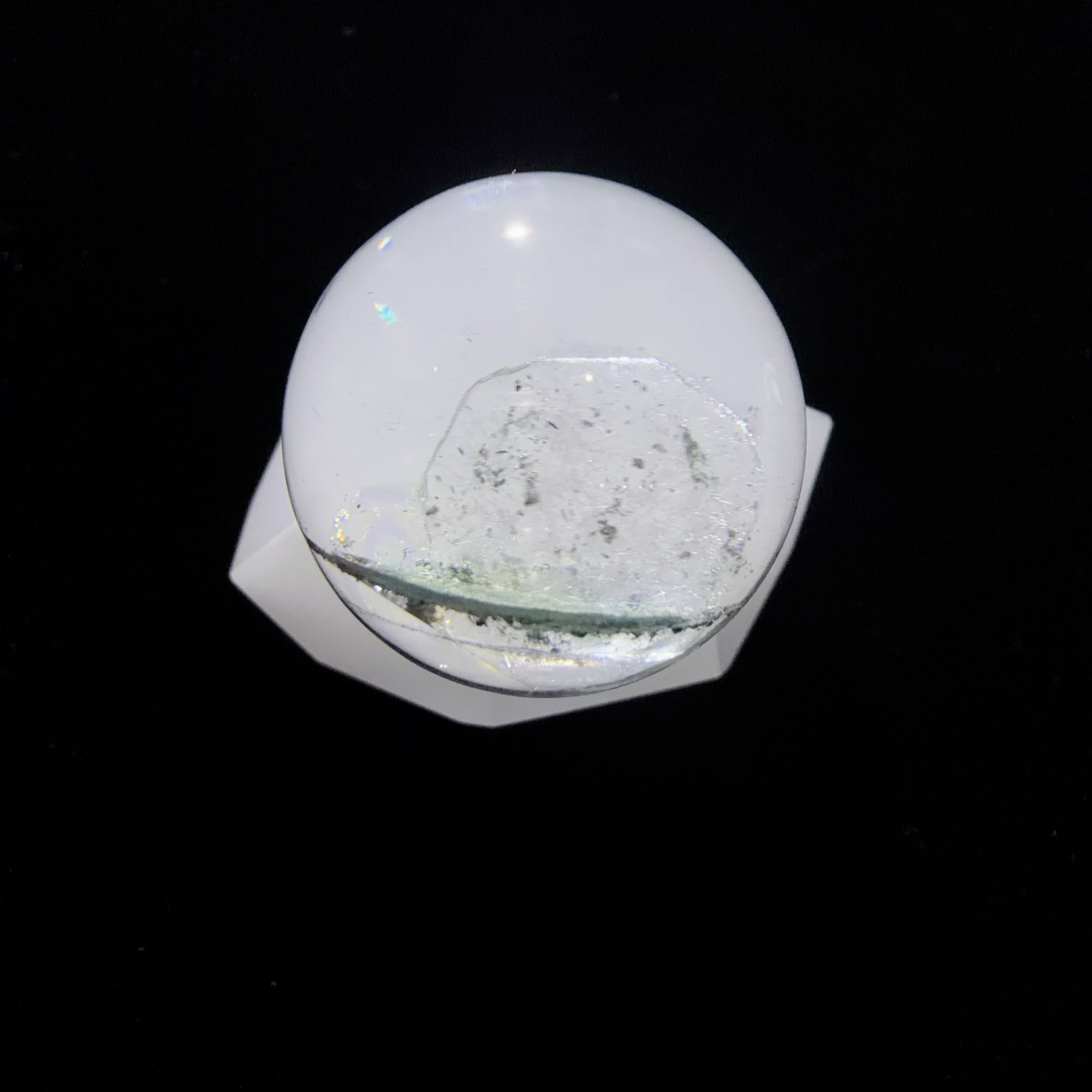 Quartz Bead with Calcite and Green Inclusions