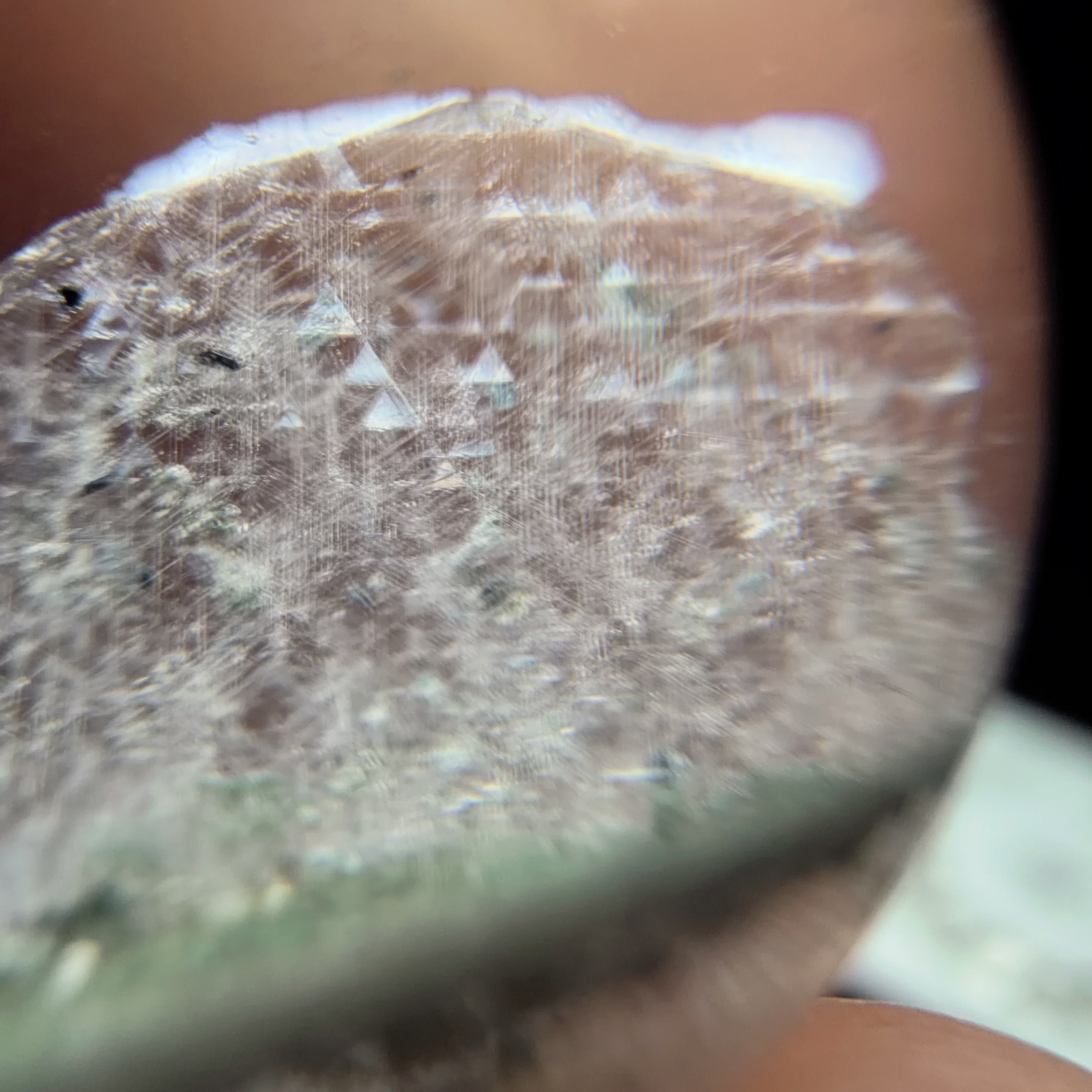 Quartz Bead with Calcite and Green Inclusions