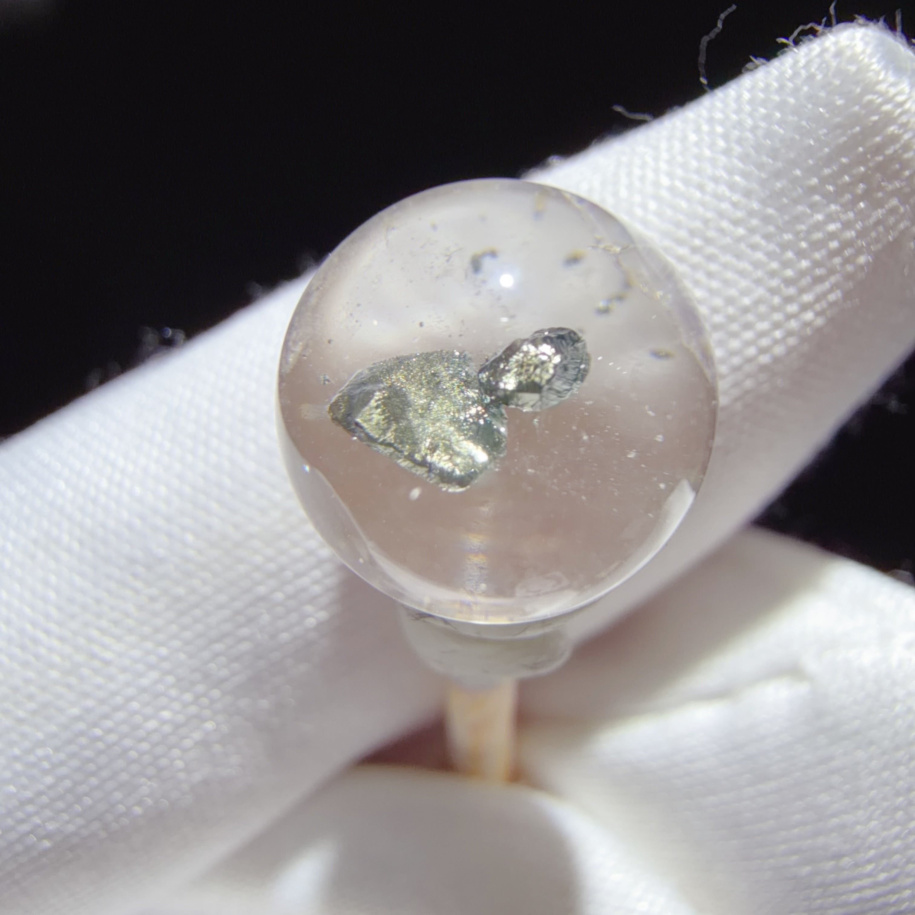 Quartz Bead with Pyrite Inclusion