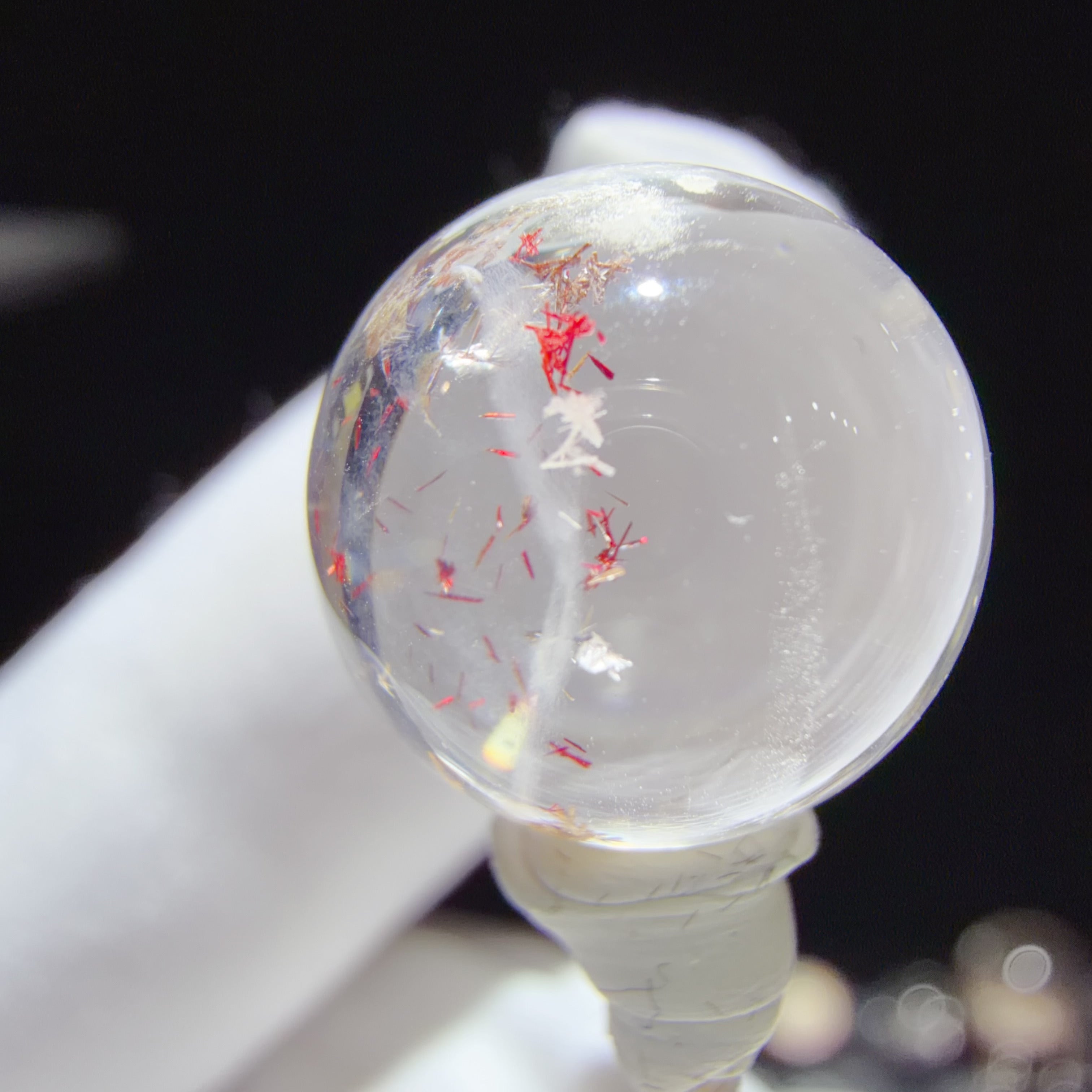 Quartz Bead with Polychrome Mineral Inclusions