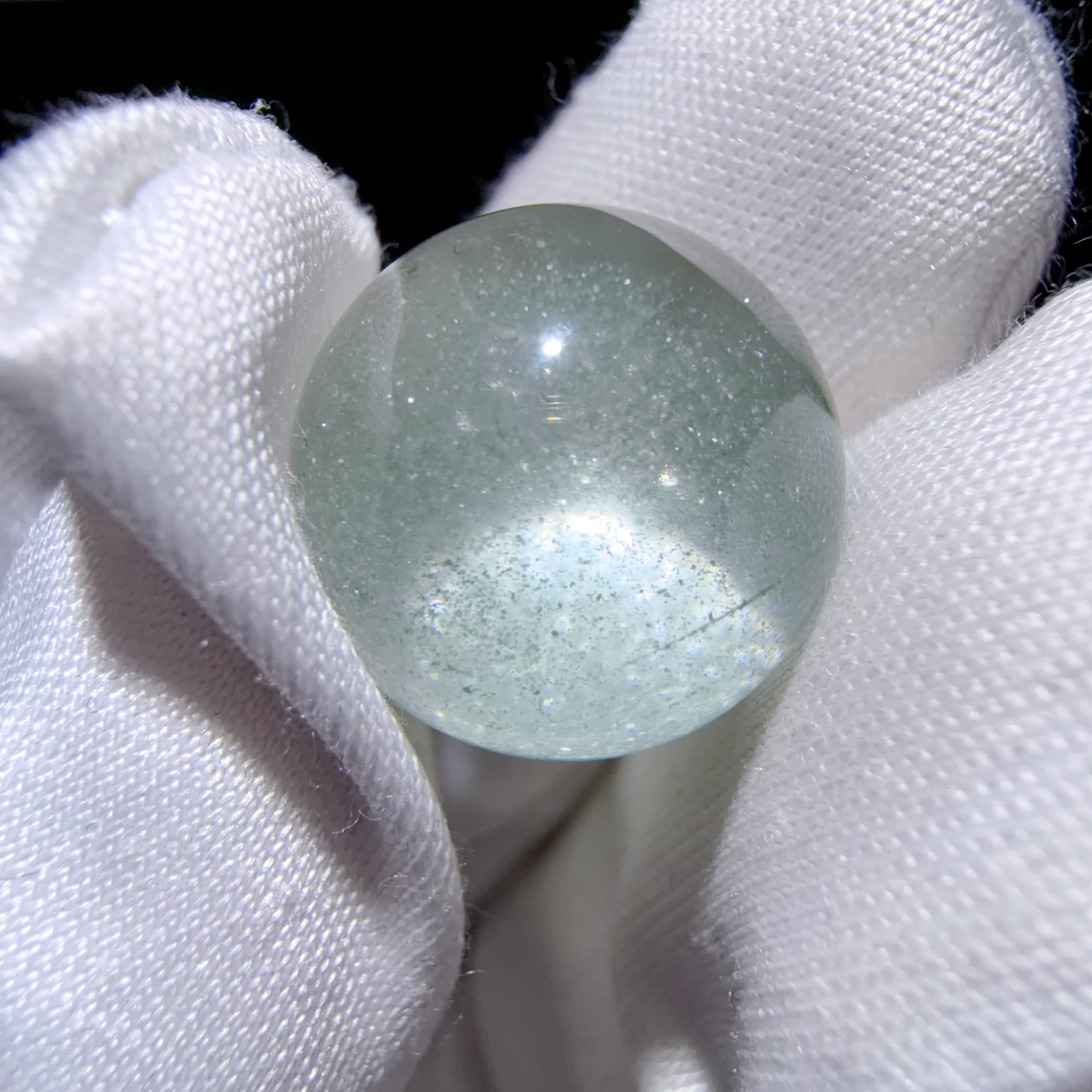 Quartz Bead with Layered Green Phantom Inclusions 14mm