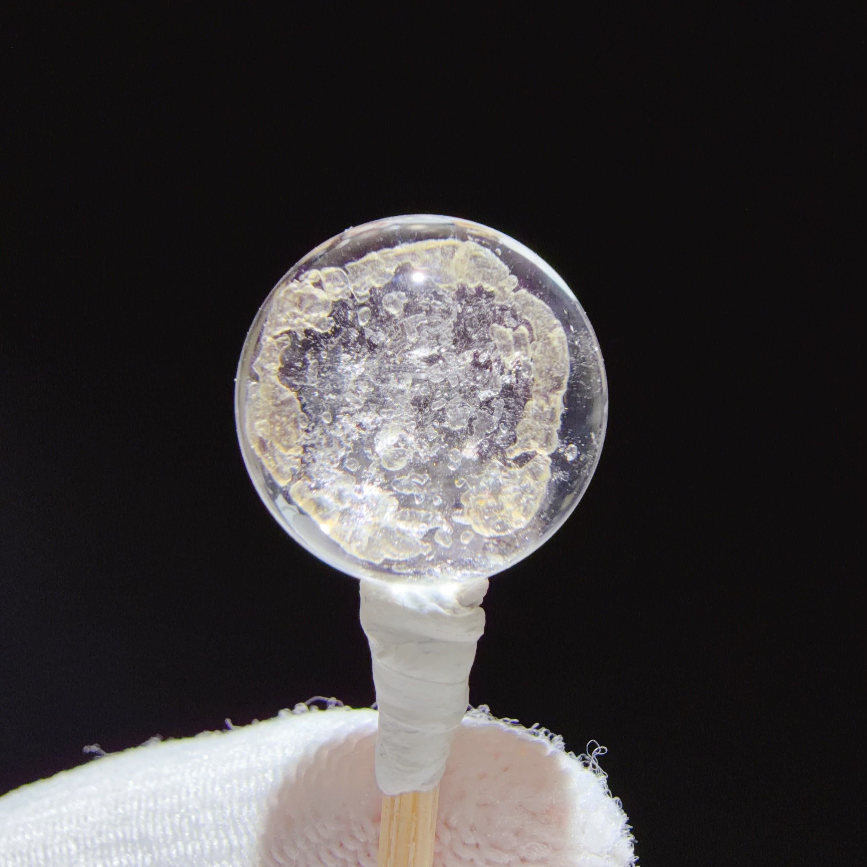 Quartz Cabochon with Fragmented Calcite Inclusion