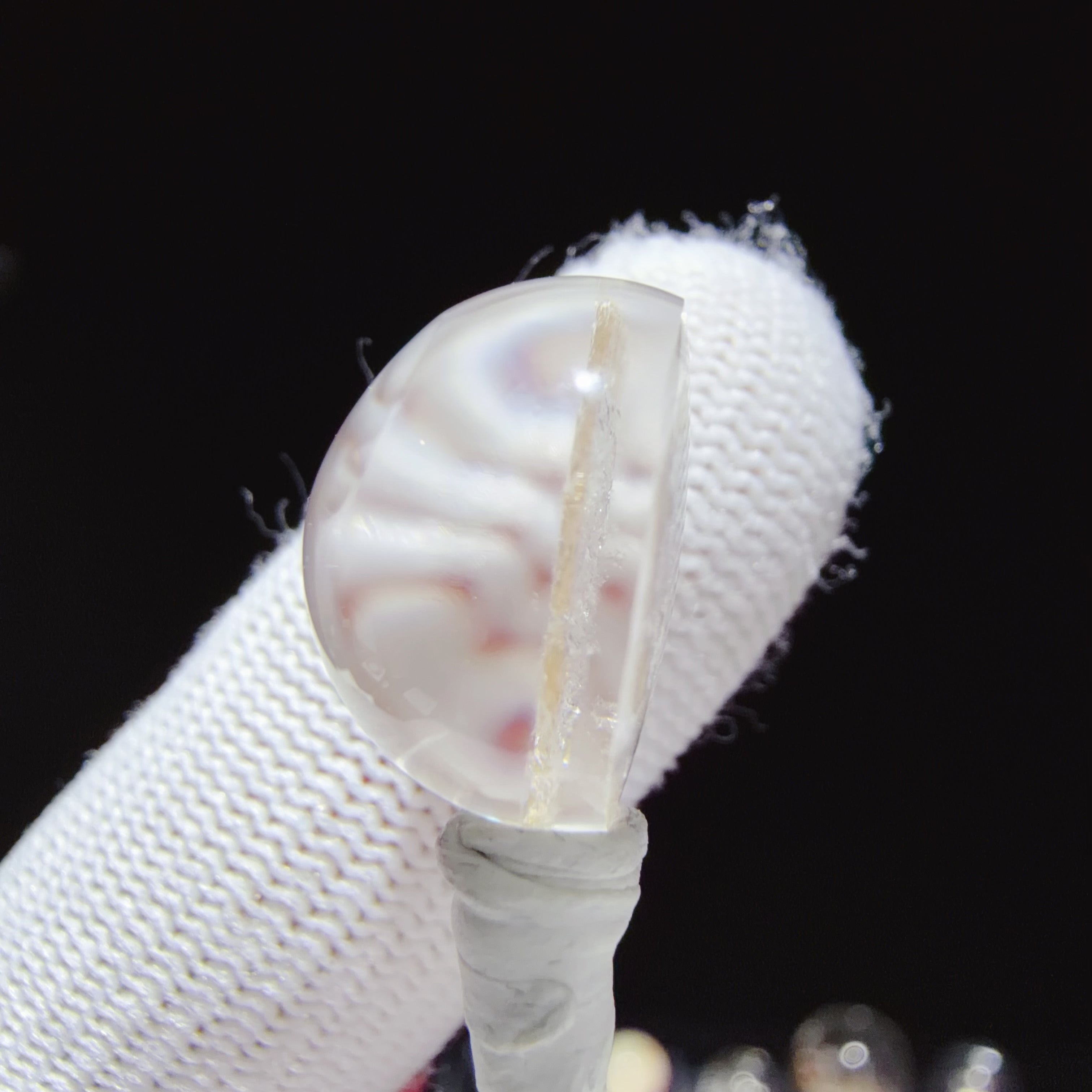 Quartz Cabochon with Fragmented Calcite Inclusion