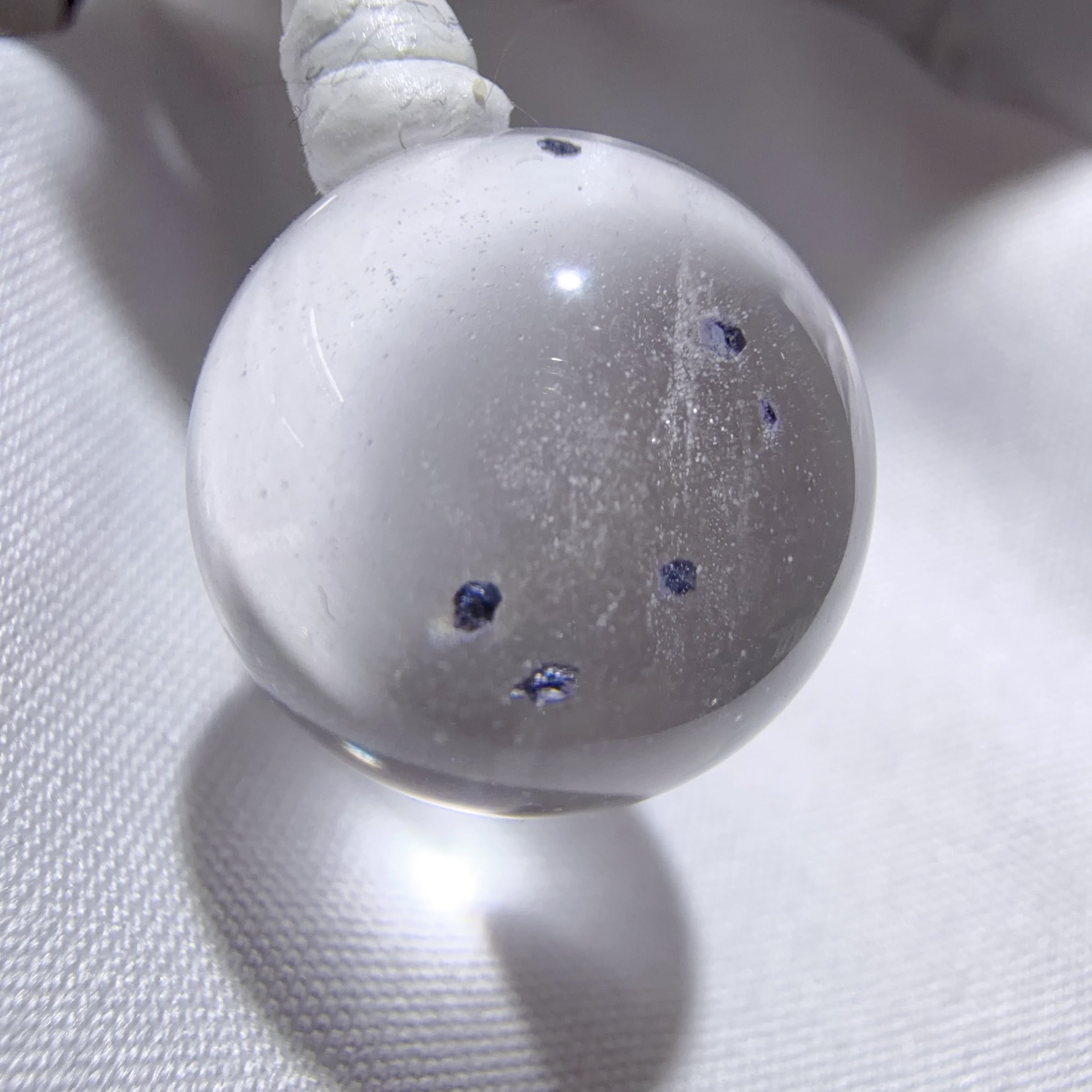 Quartz Bead with Blue Flower-like Inclusions