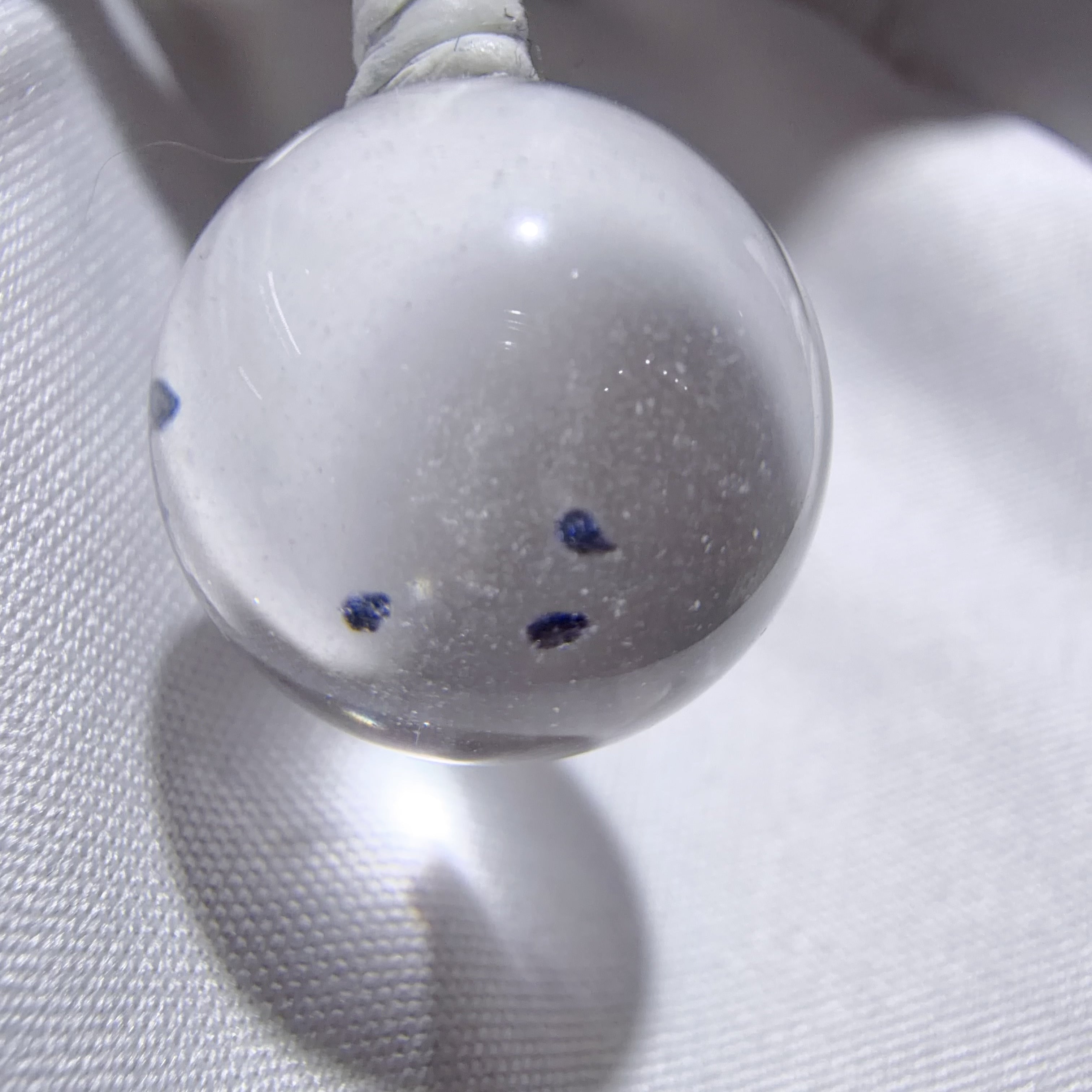 Quartz Bead with Blue Flower-like Inclusions
