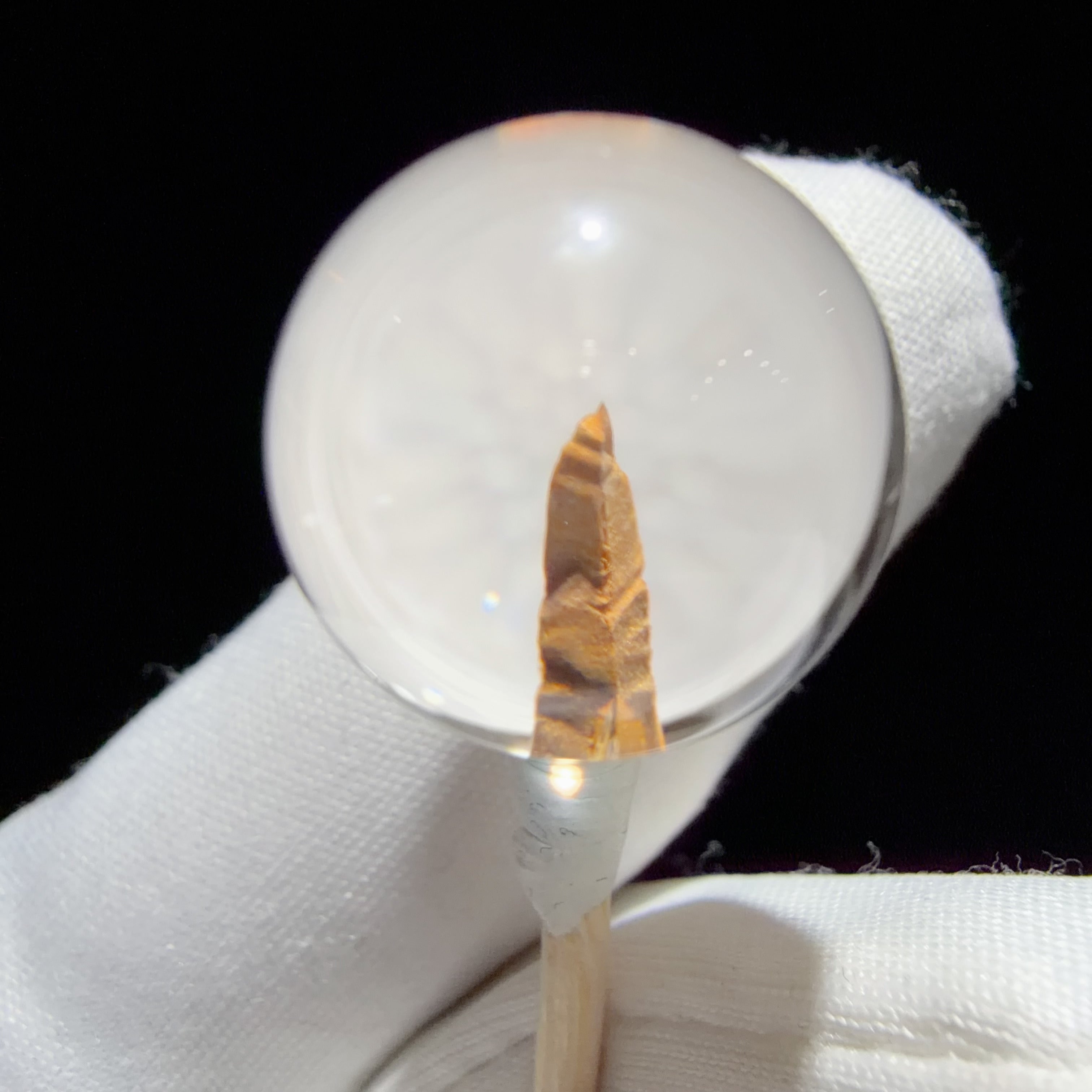 Quartz Bead with Mountain-like Mineral Inclusion 16.9 mm