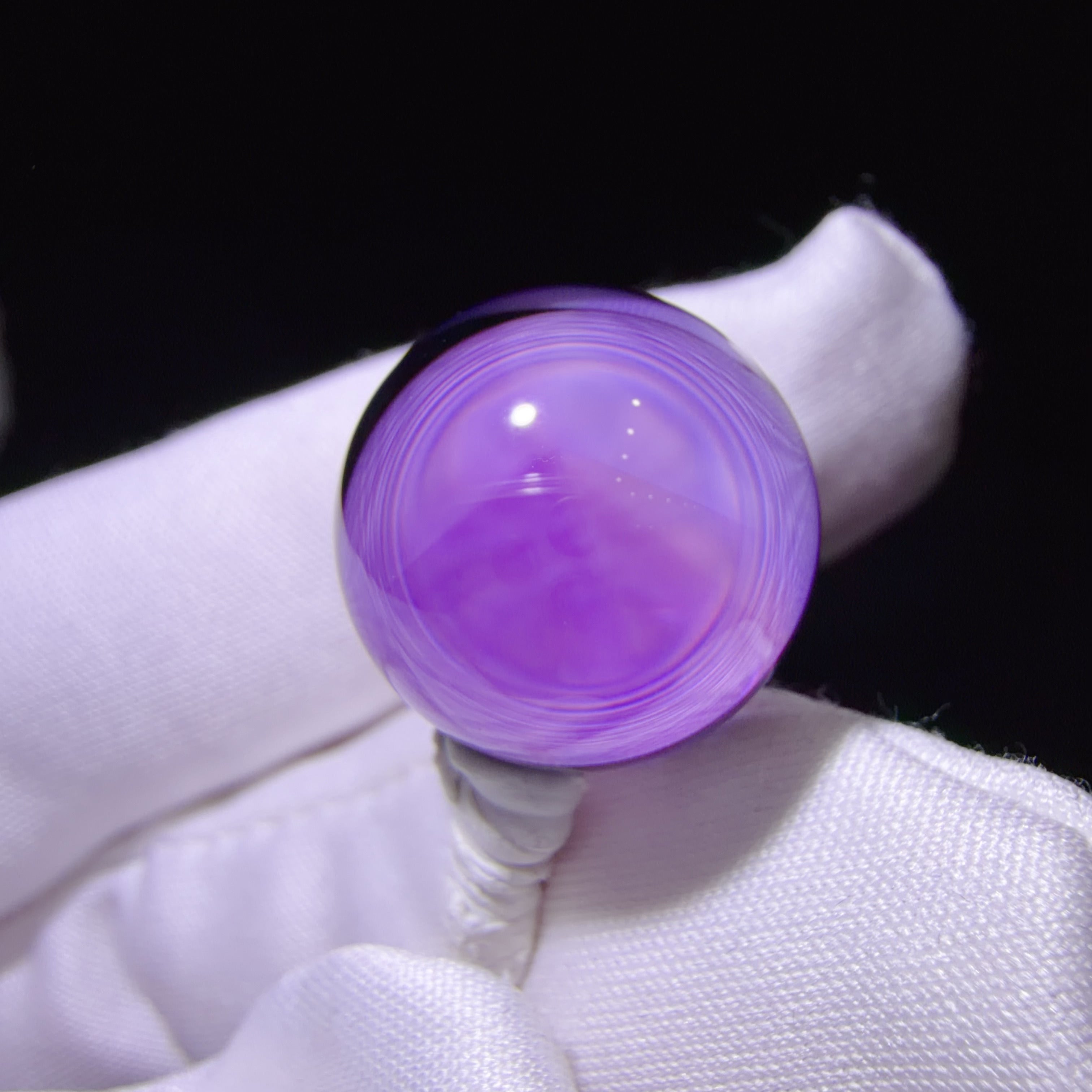 Quartz Bead with Violet-Smoky Colour Zoning