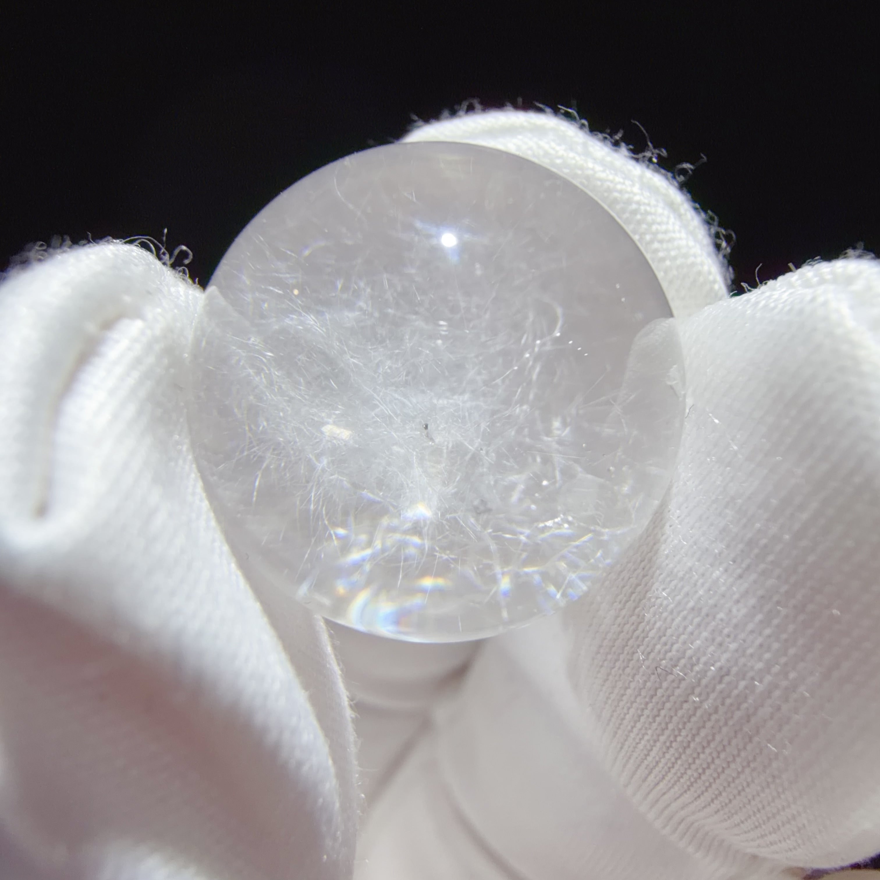 Quartz Bead with White Fibrous Inclusions