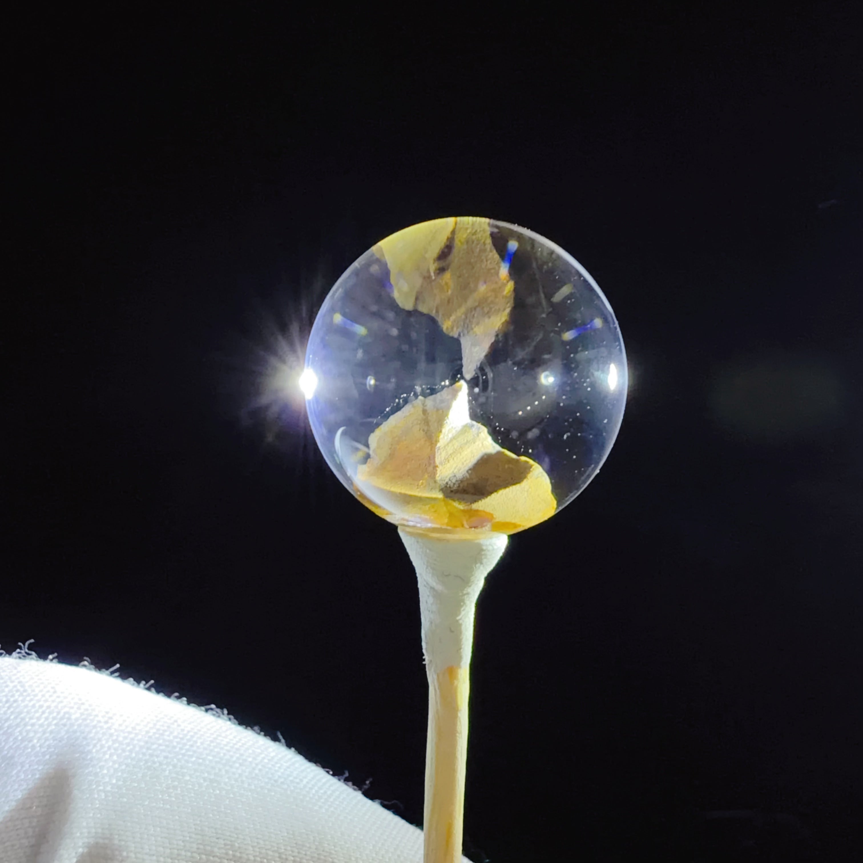 Quartz Bead with Mountain-like Mineral Inclusion 18 mm