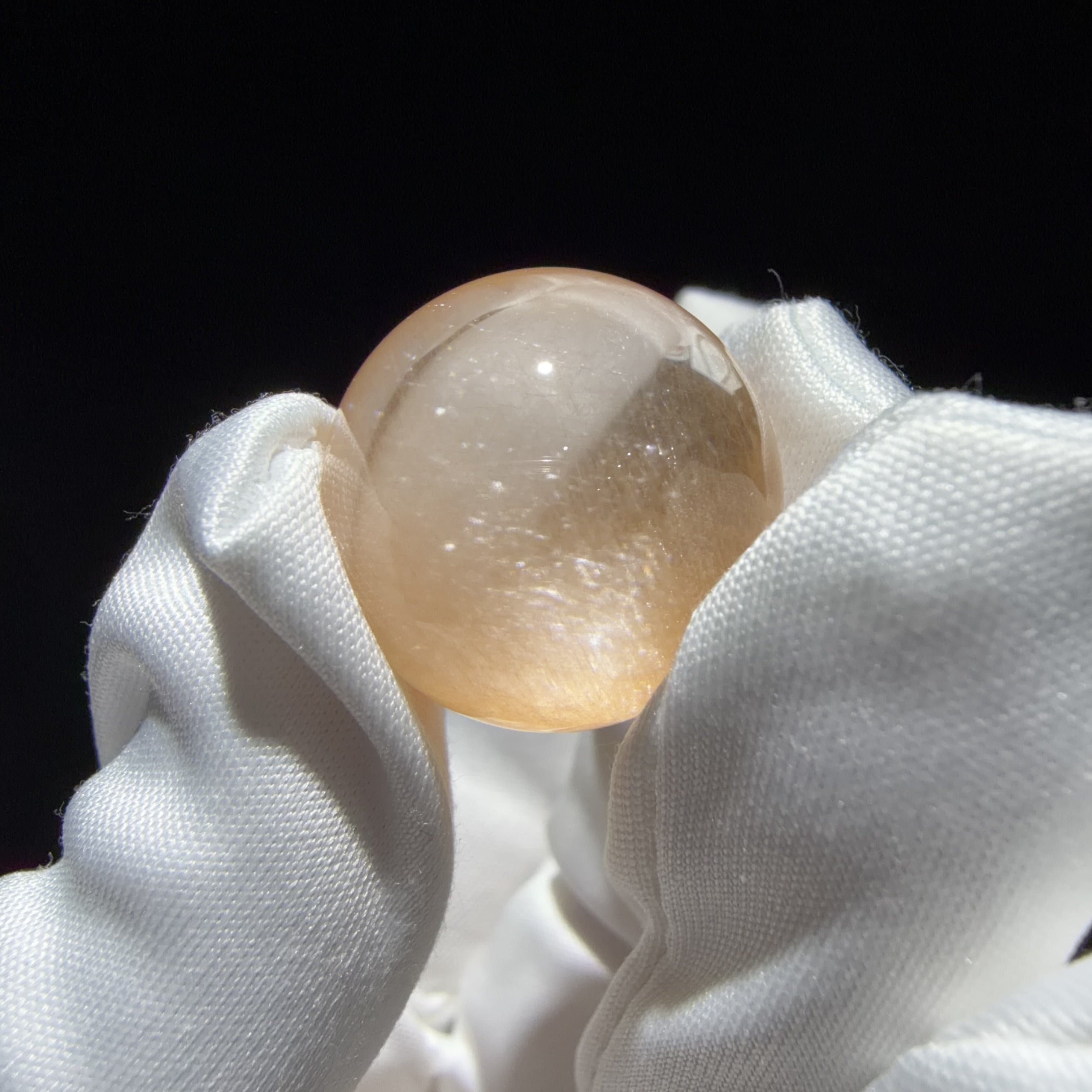 Quartz Bead with Golden Fibrous Inclusions
