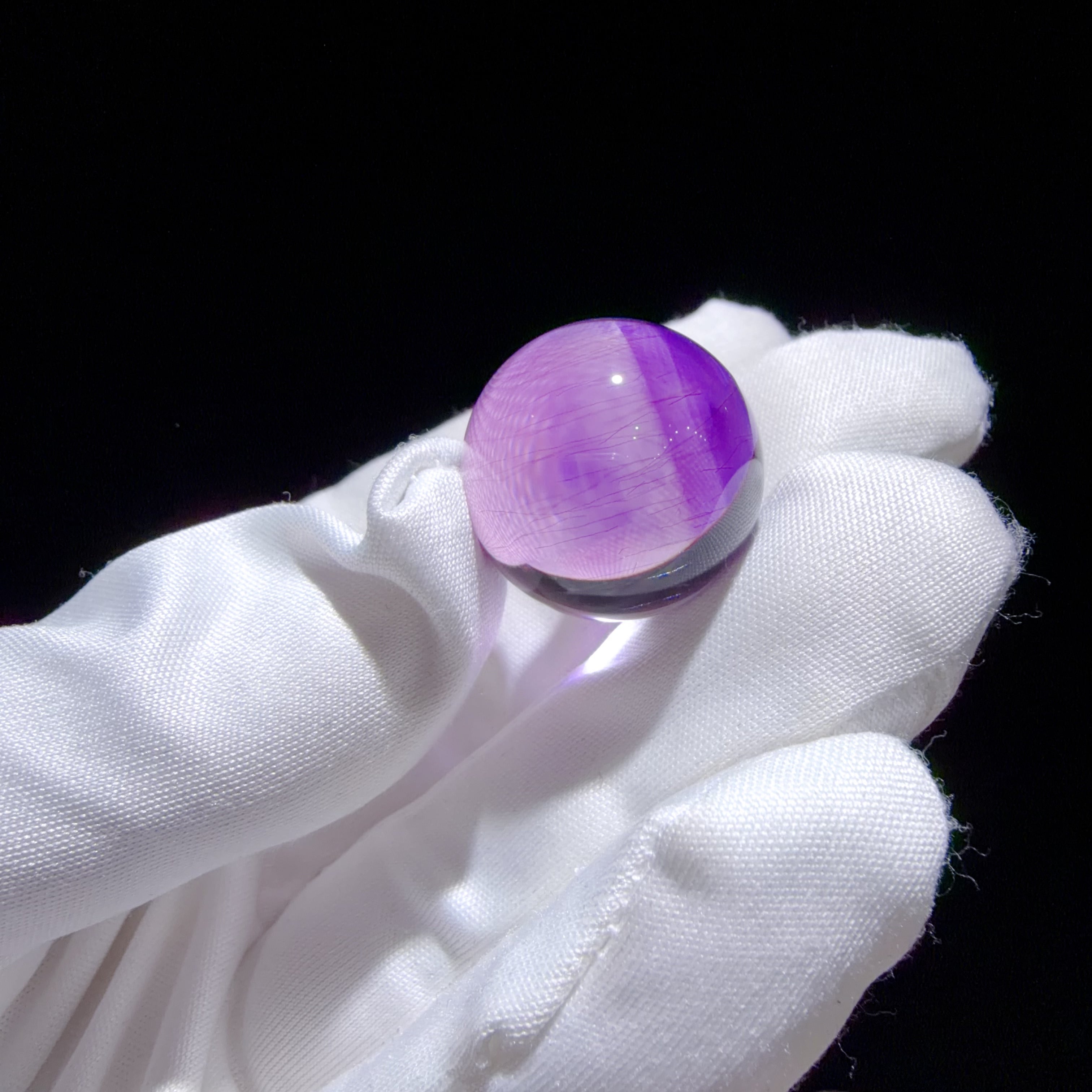 Quartz Bead with Violet Mineral Inclusions