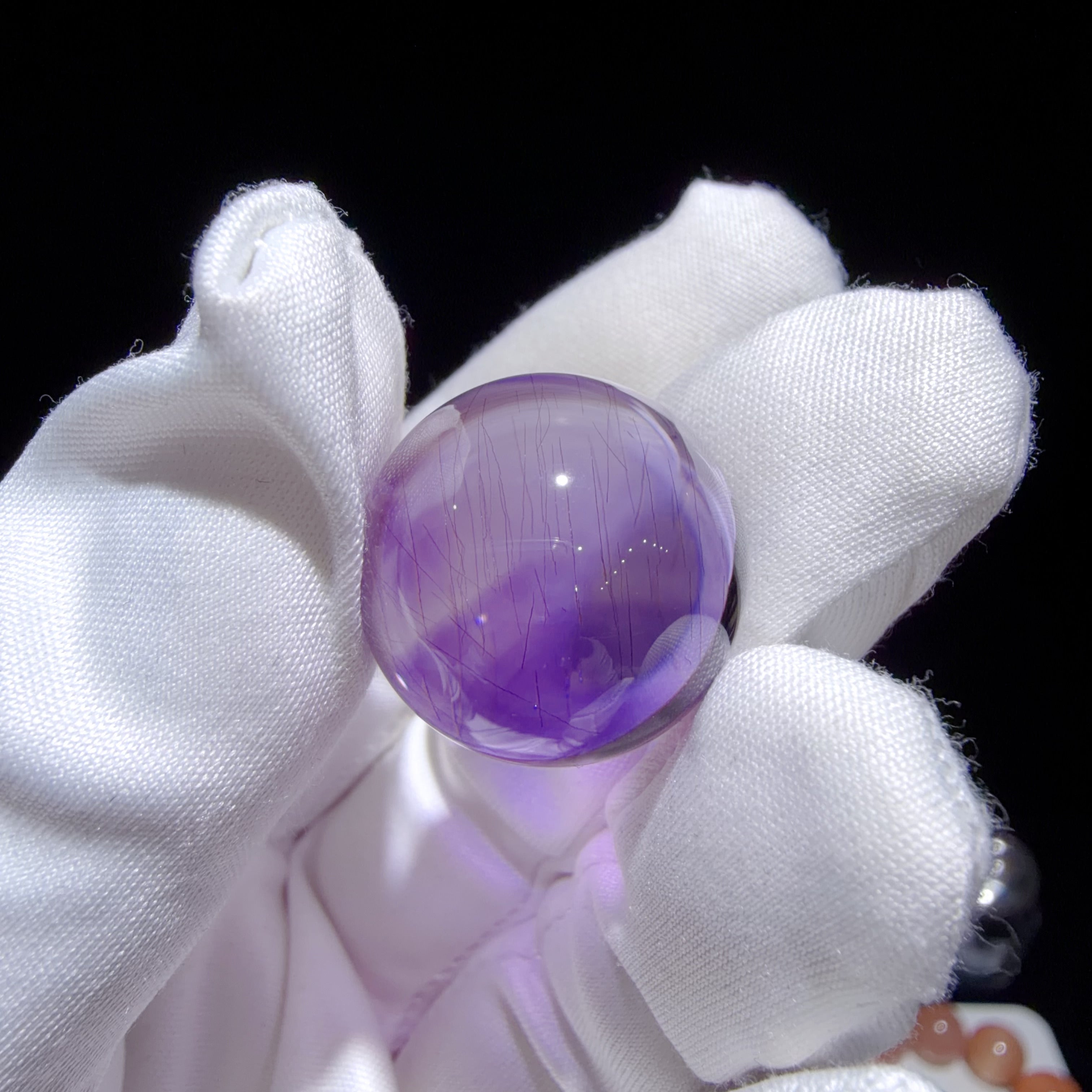 Quartz Bead with Violet Mineral Inclusions
