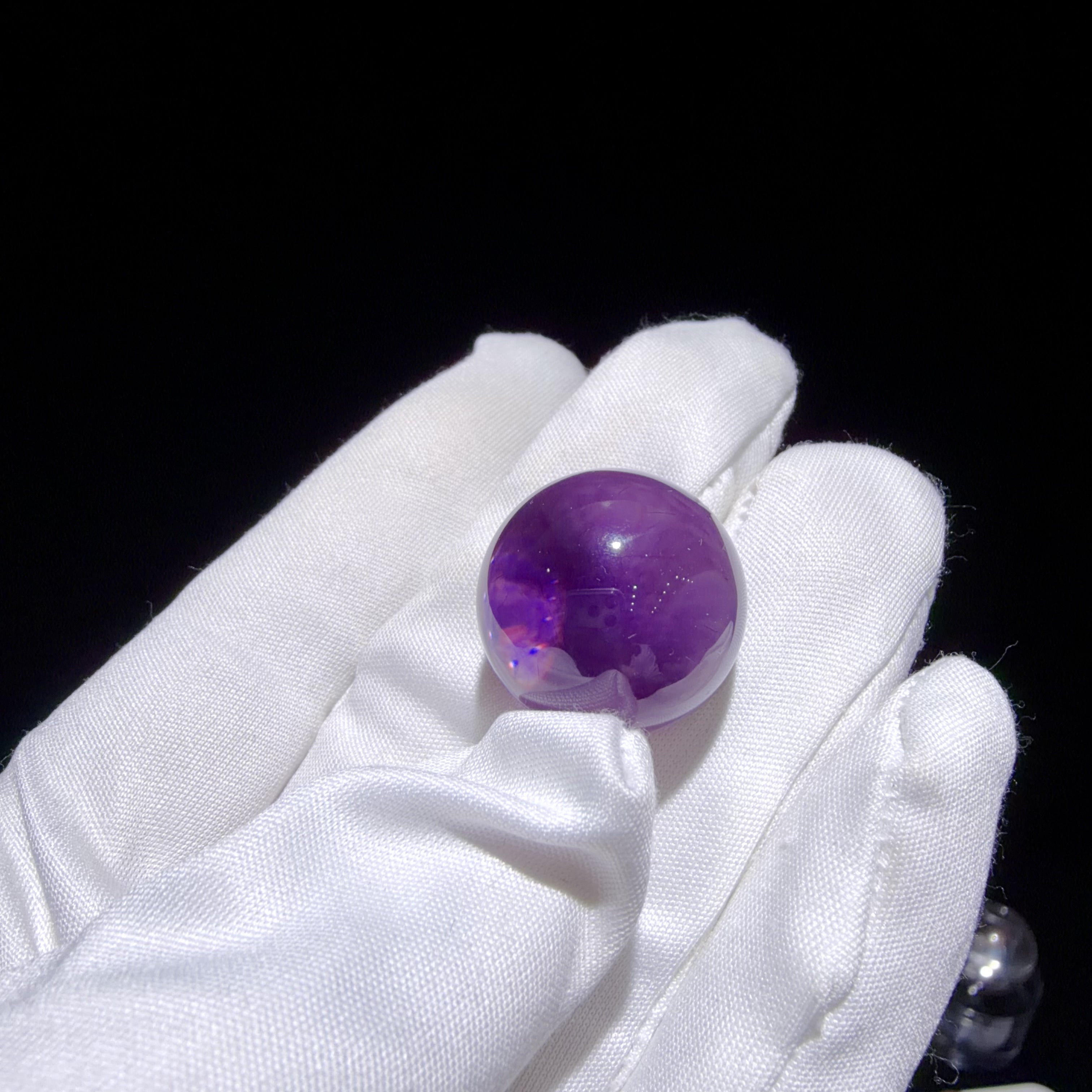 Quartz Bead with Violet Mineral Inclusions