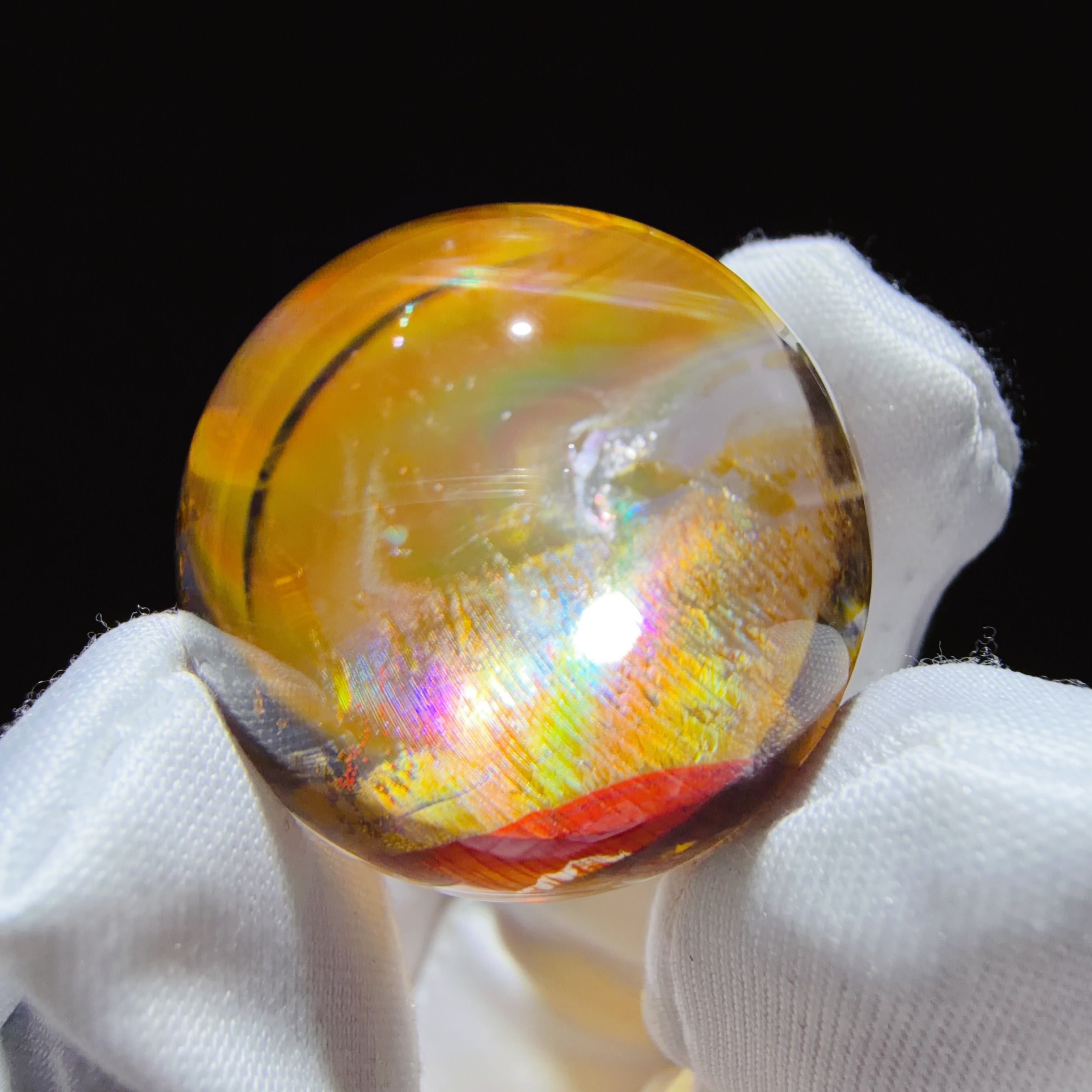 Quartz Bead with Polychrome Flower-like Inclusions
