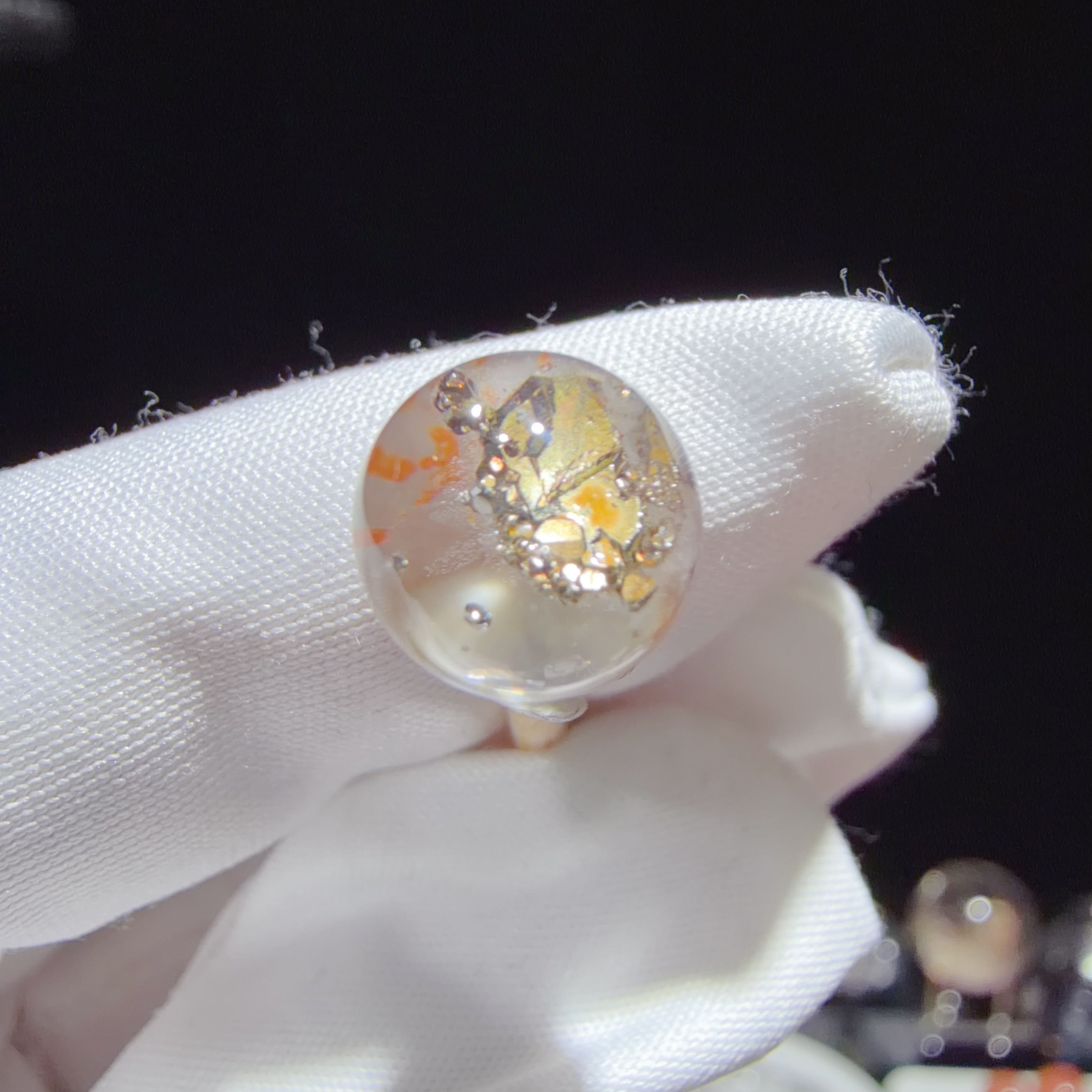 Quartz Bead with Pyrite Inclusions