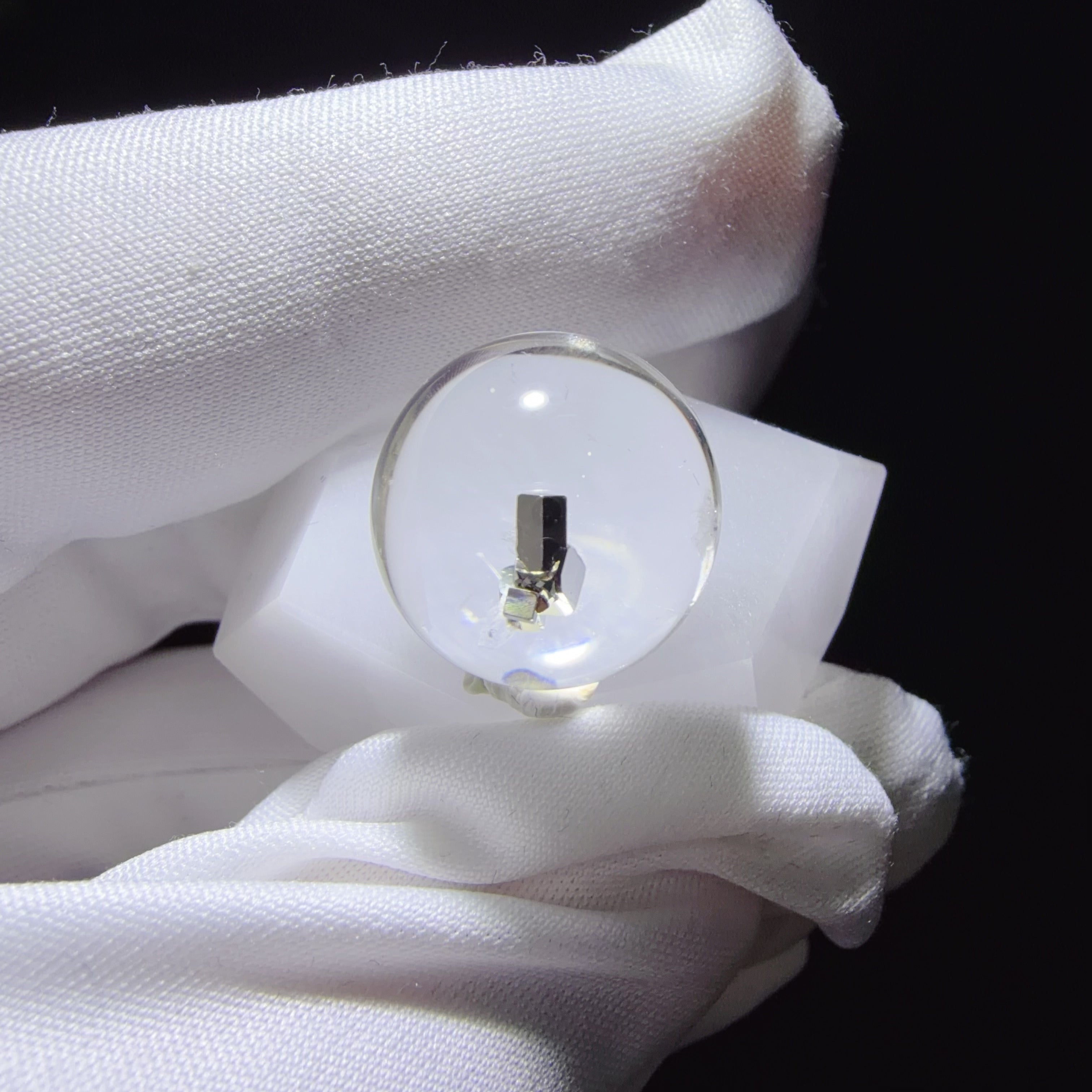 Quartz Cabochon with Prominent Pyrite Inclusion