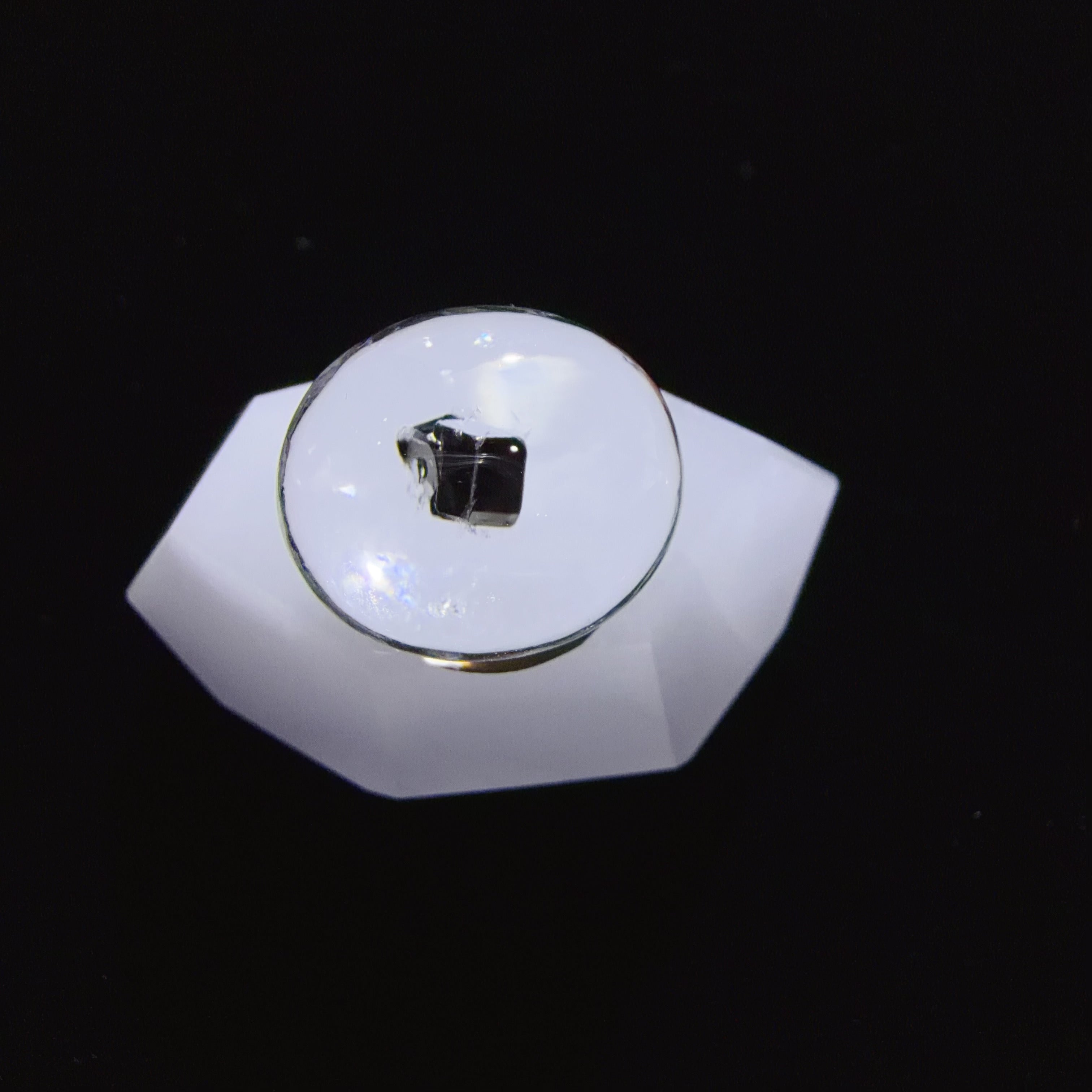 16.6 mm Quartz Cabochon with Prominent Pyrite Inclusion