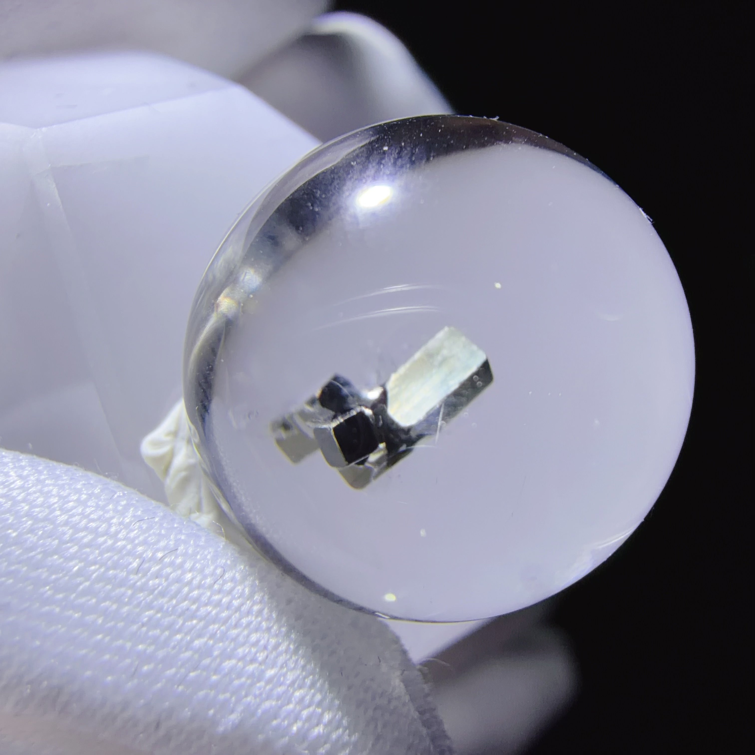 Quartz Cabochon with Prominent Pyrite Inclusion