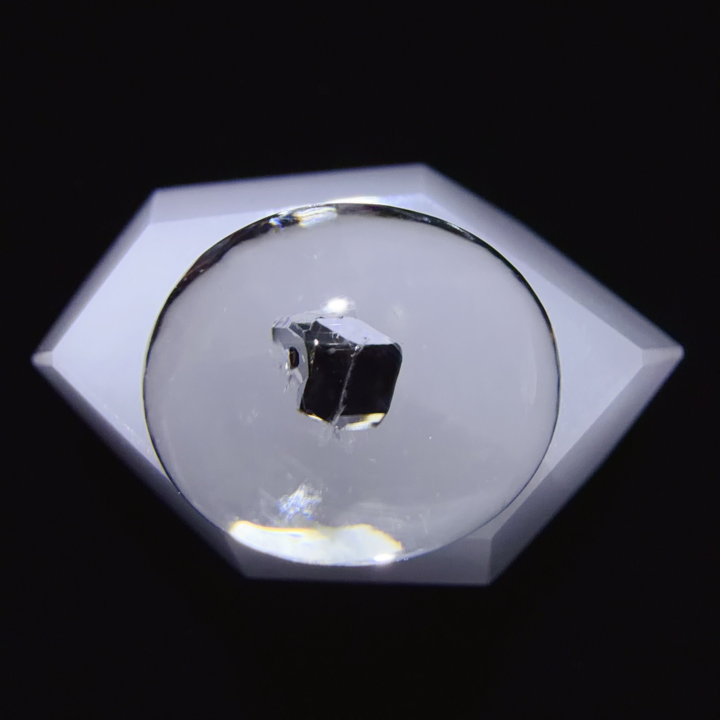 16.6 mm Quartz Cabochon with Prominent Pyrite Inclusion