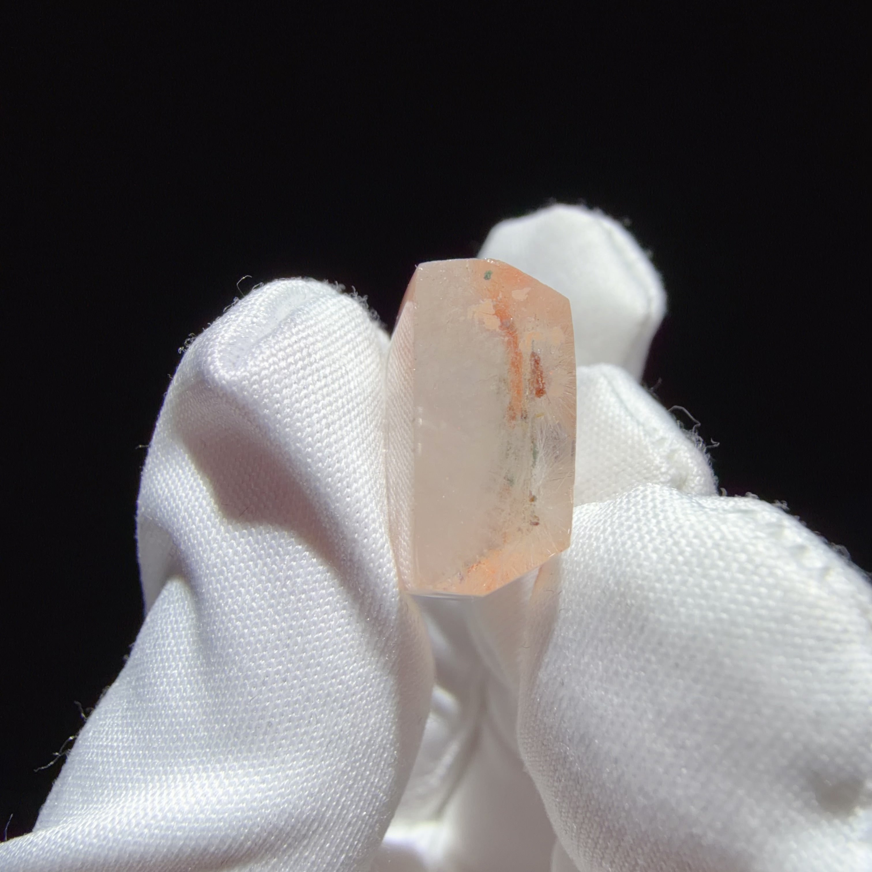 Quartz Point Section with Orange Flower-like Inclusions