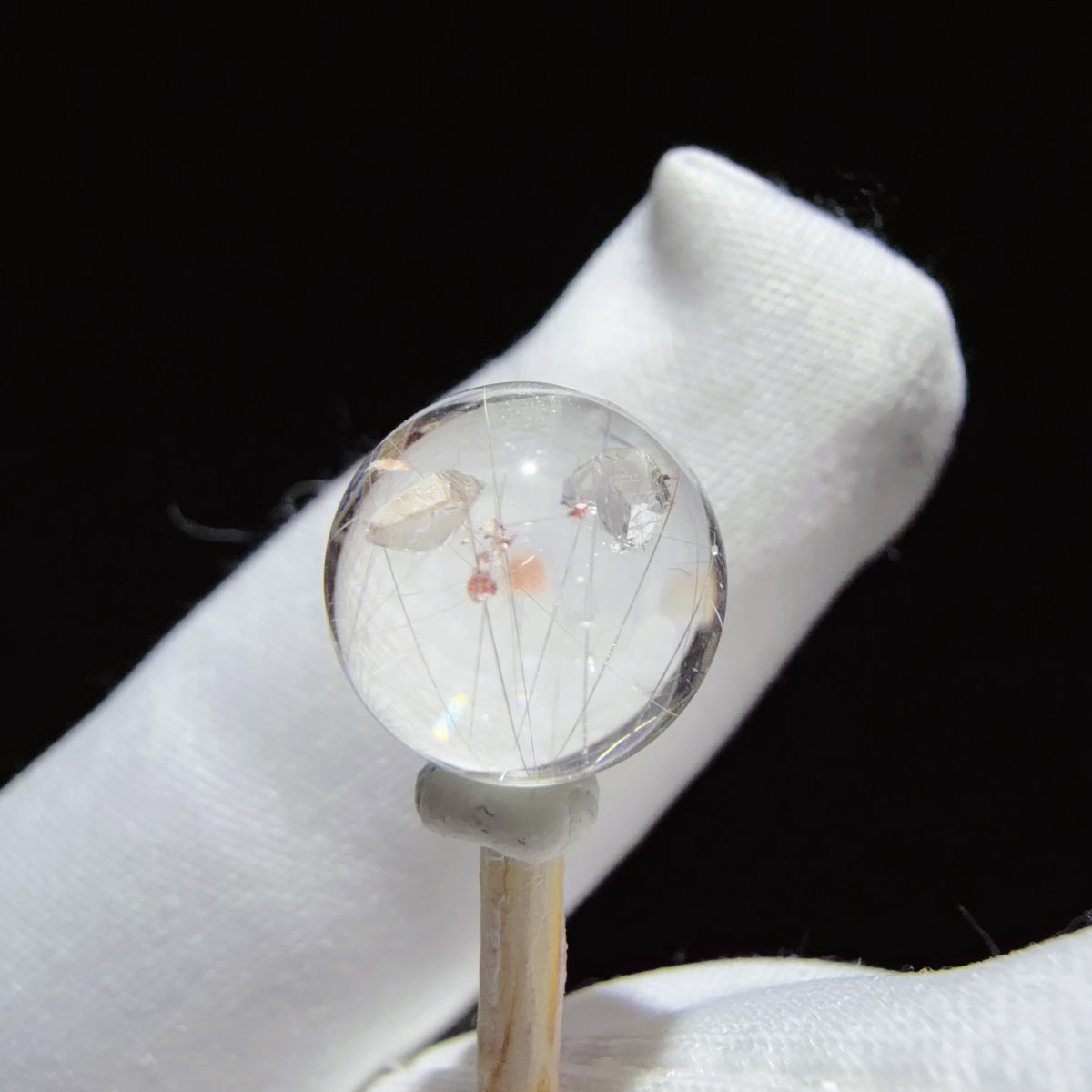 Quartz Bead with Needle-like Inclusions and an Included Crystal 10.1 mm