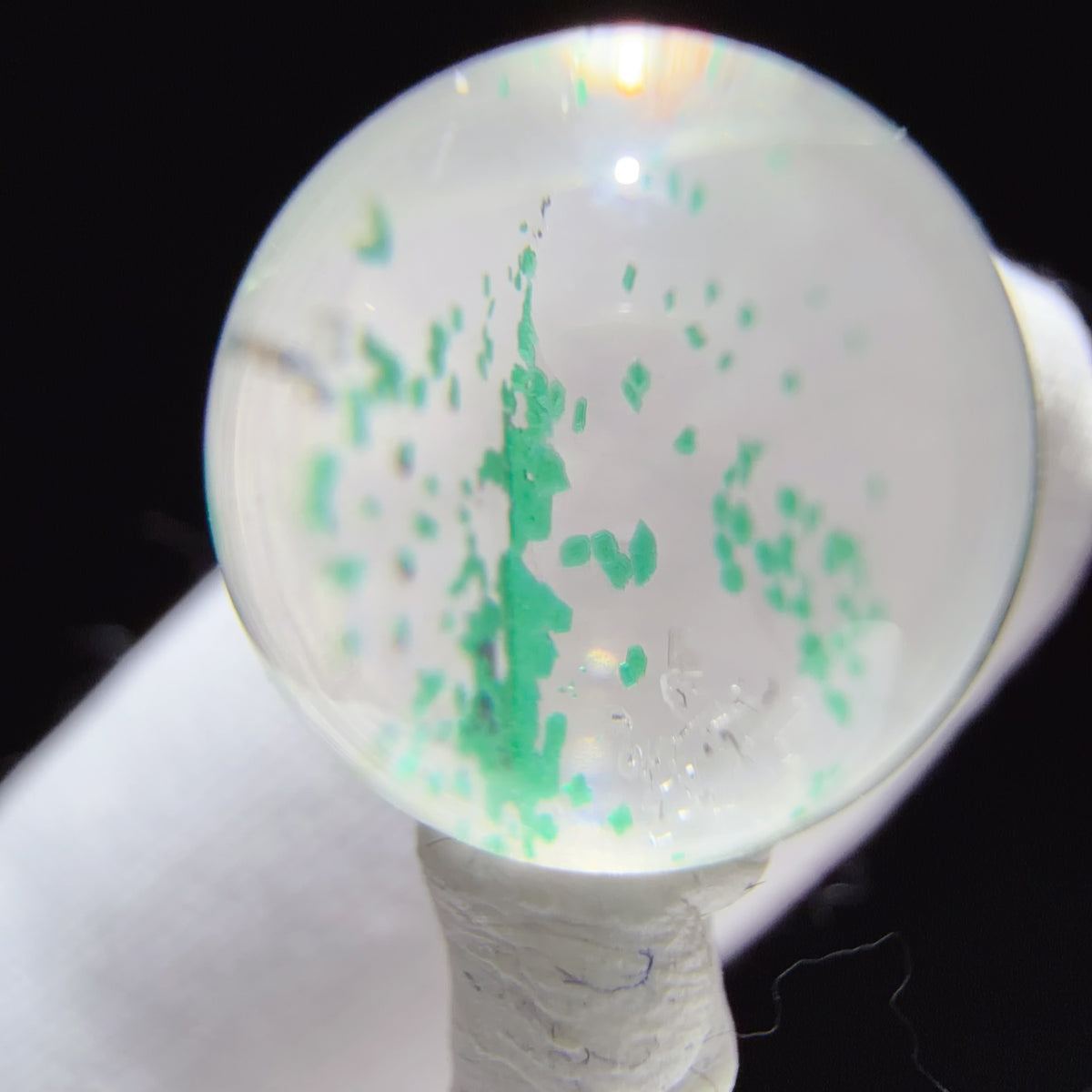 Quartz Bead with Green Chrysocolla Inclusions 11.6 mm