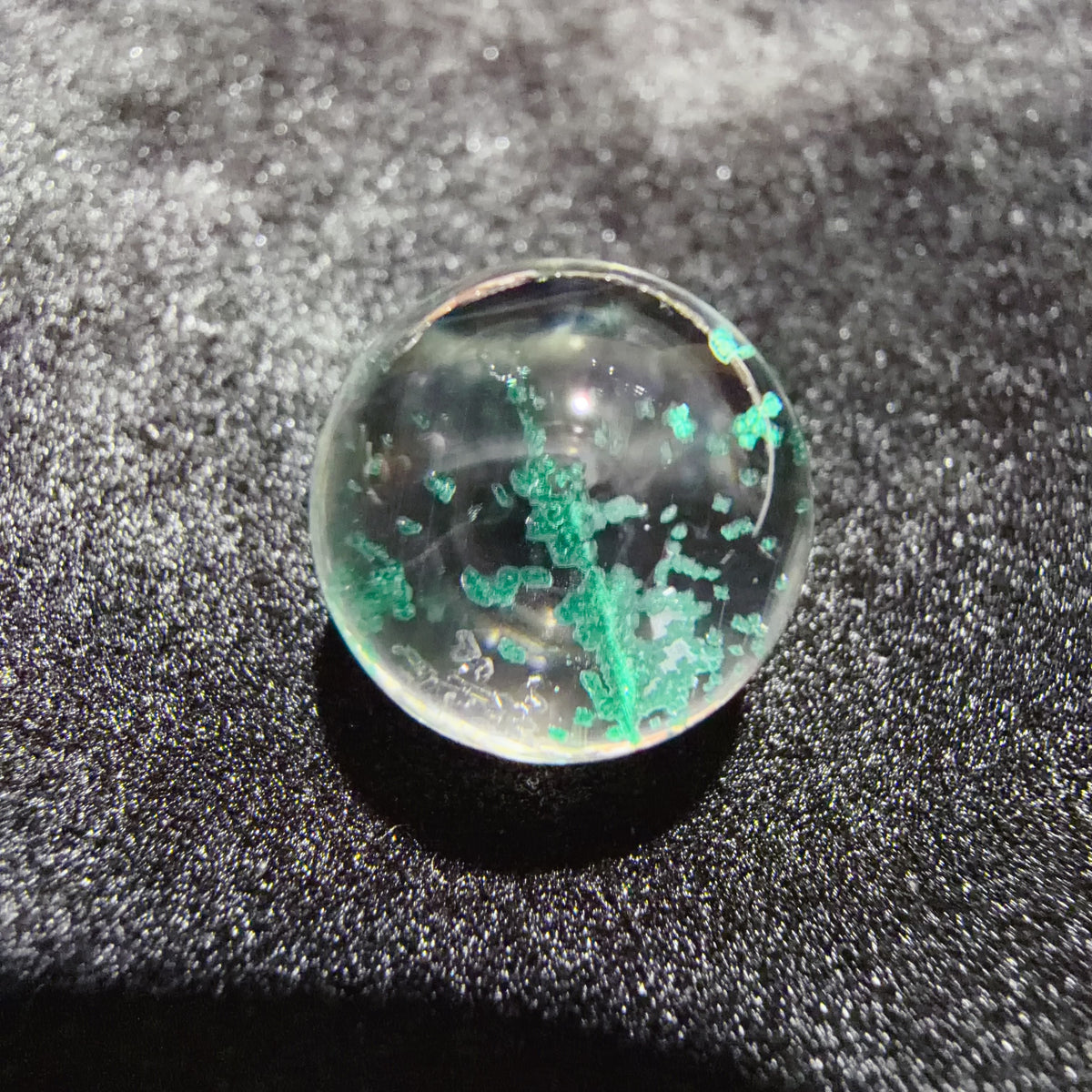 Quartz Bead with Green Chrysocolla Inclusions 11.6 mm