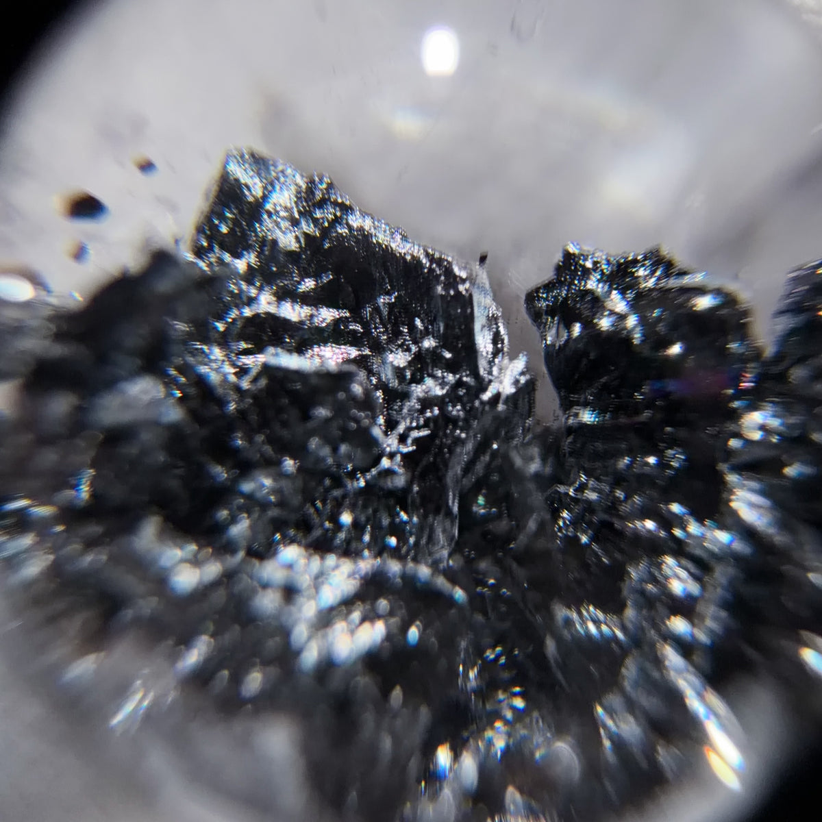 Quartz Bead with Black and Silver Sparkling Inclusions 14.8 mm