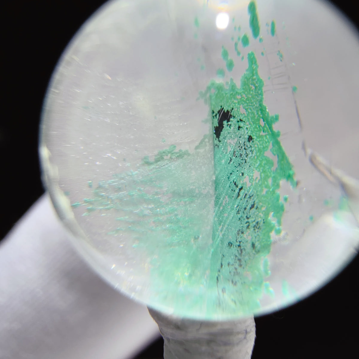 Quartz Bead with Graduated Green Chrysocolla Inclusions 14.8 mm