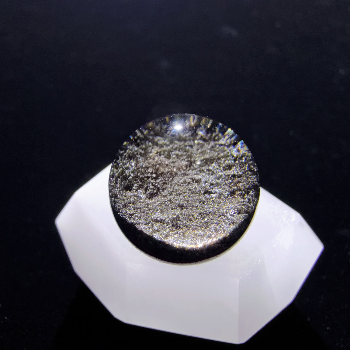 Black and Green Layered Phantom Quartz Bead 14.8 mm