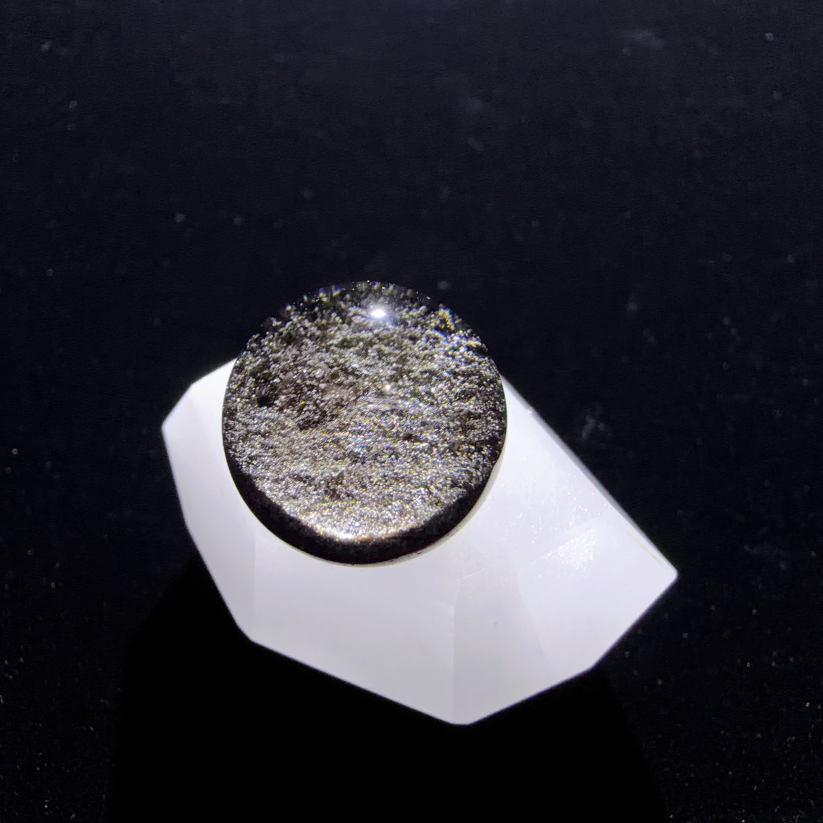 Black and Green Layered Phantom Quartz Bead 14.8 mm