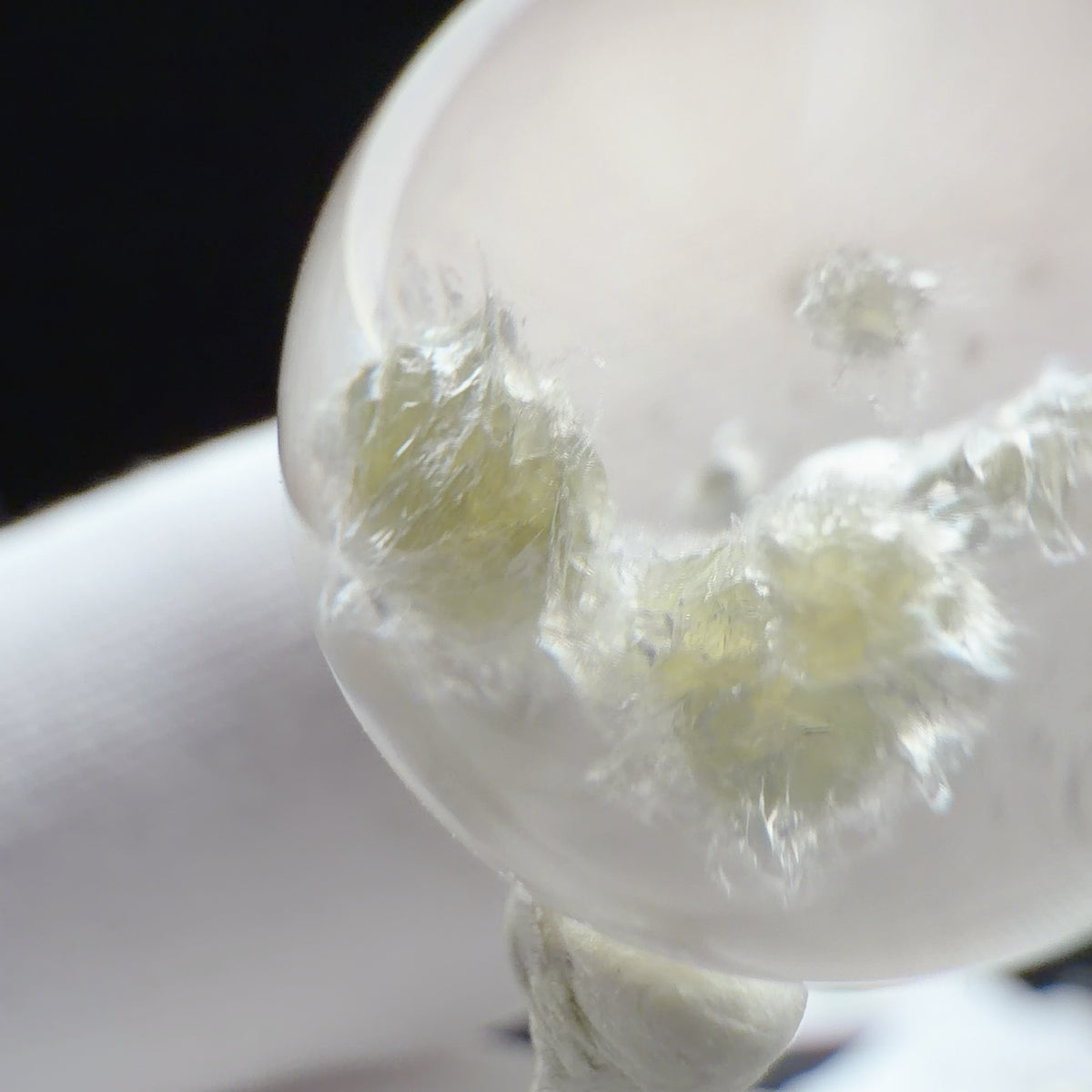 Quartz Bead with Pale Yellow Mica and Fibrous Inclusions 15.5 mm