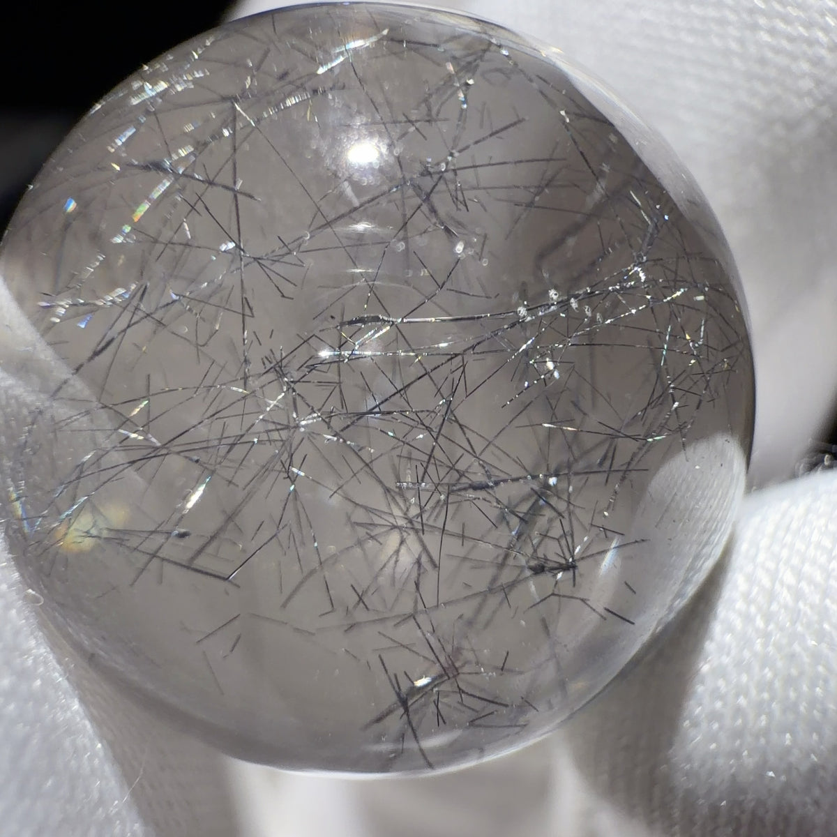 Quartz Bead with Stibnite Inclusions 20.2 mm