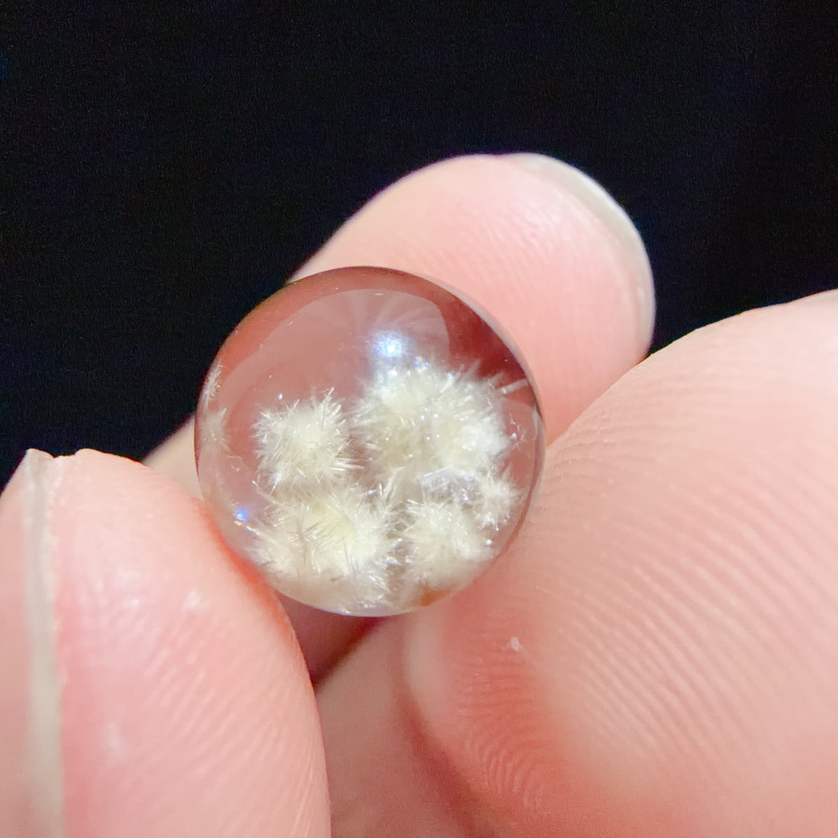 Quartz Bead with Pale Golden Fibrous Inclusions 10.9 mm