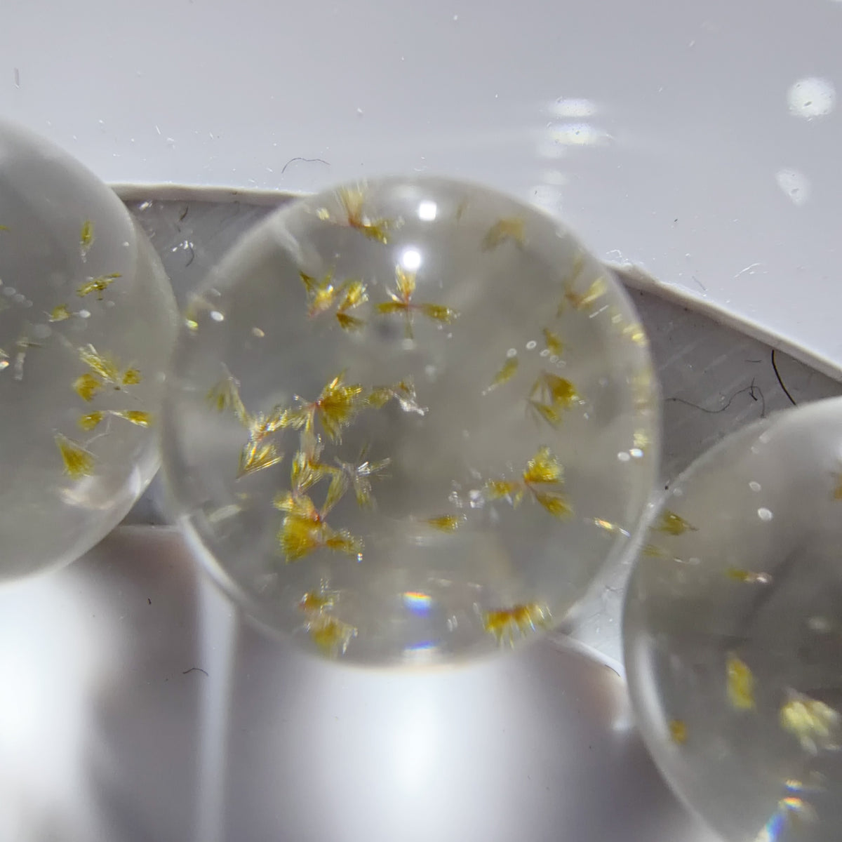 Quartz Bead with Epidote Inclusions 10-12 mm