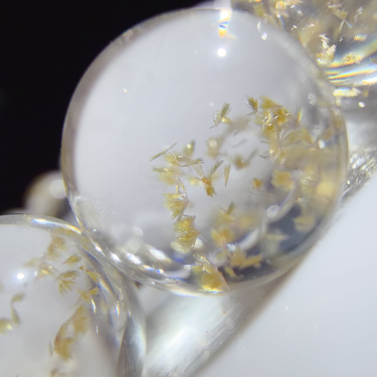 Quartz Bead with Epidote Inclusions 10-12 mm