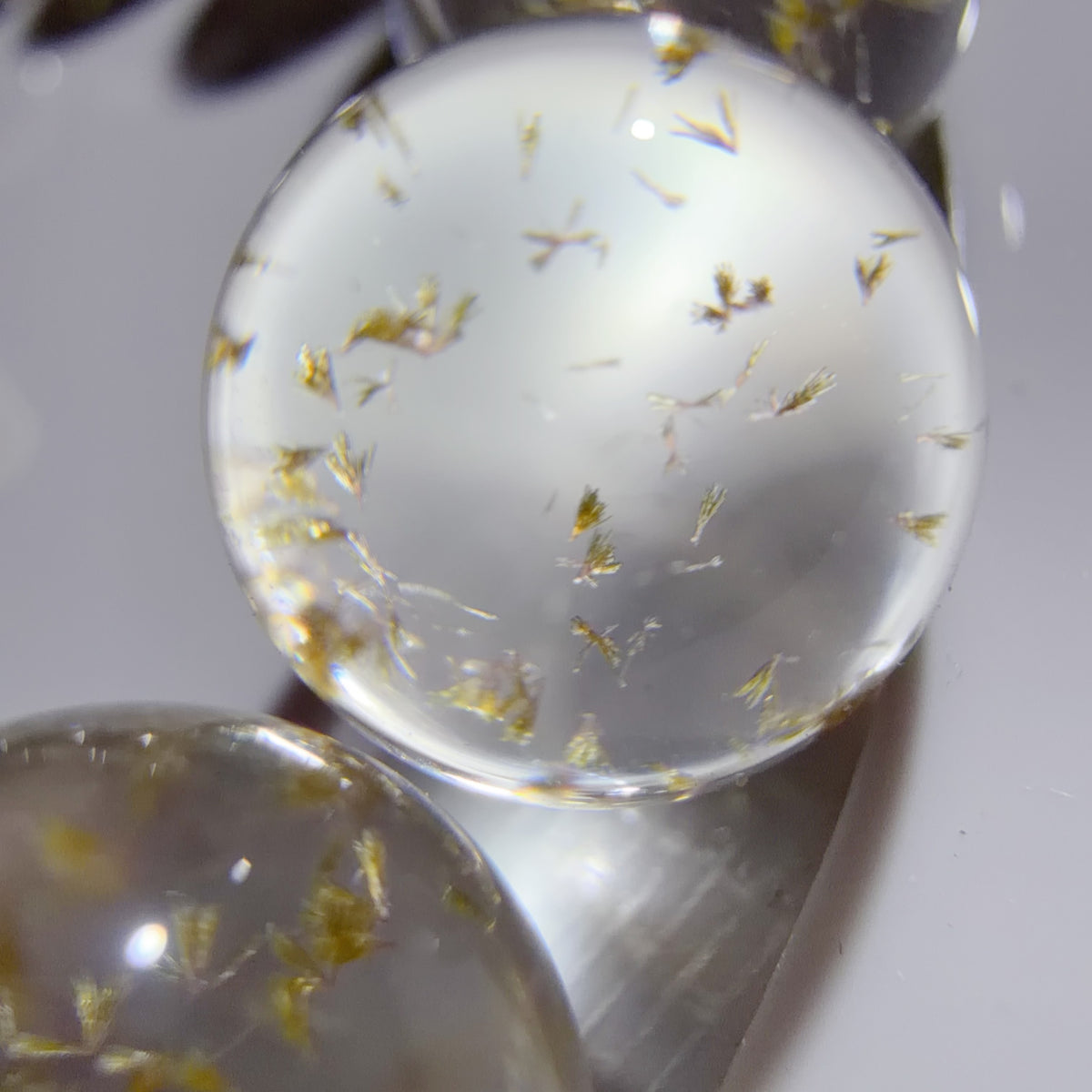Quartz Bead with Epidote Inclusions 10-12 mm