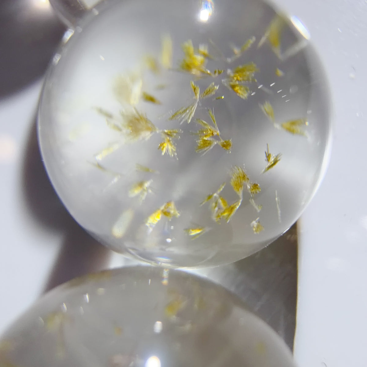 Quartz Bead with Epidote Inclusions 10-12 mm