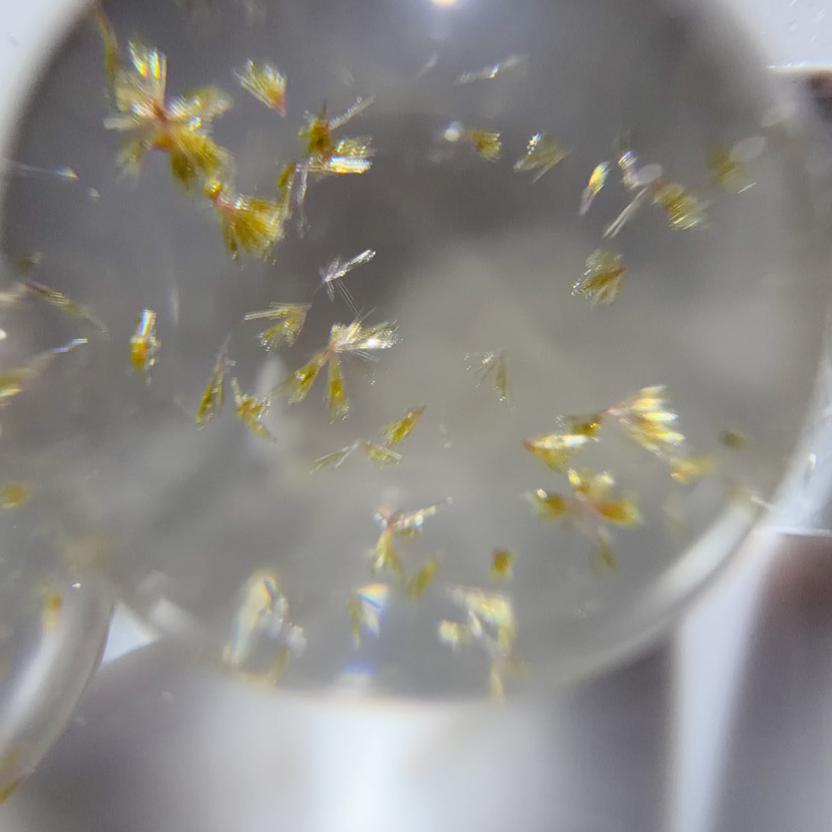 Quartz Bead with Epidote Inclusions 10-12 mm
