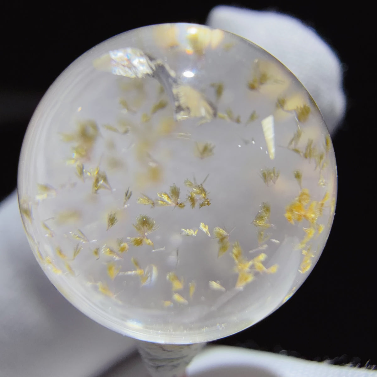 Quartz Bead with Epidote Inclusions 16.2 mm