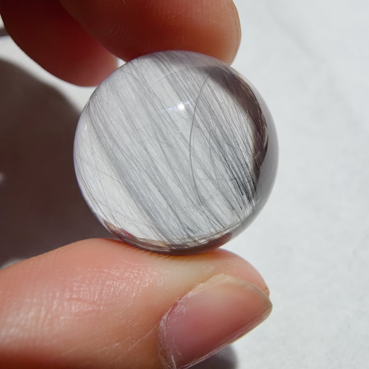Quartz Bead with Fibrous Inclusions 20.5 mm