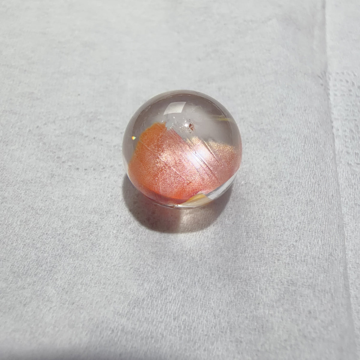 Quartz Bead with Champagne-Pink Iron Oxide Inclusions 15.7 mm